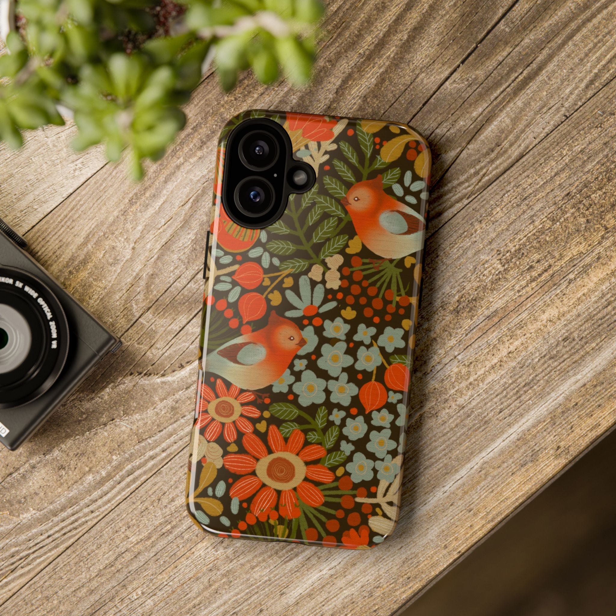 Retro Floral Birds Phone Case | Protective iPhone Cover