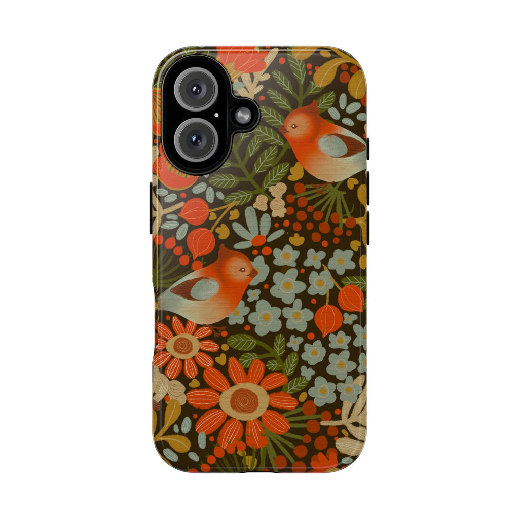 Retro Floral Birds Phone Case | Protective iPhone Cover