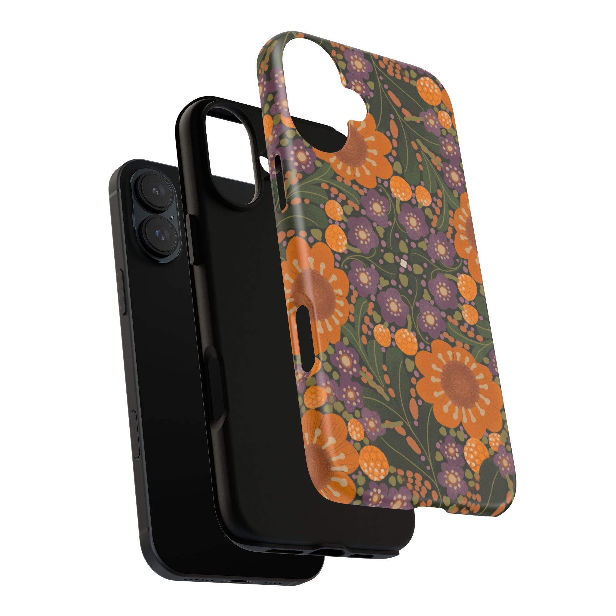 Retro Orange Floral Phone Case | Tough Case