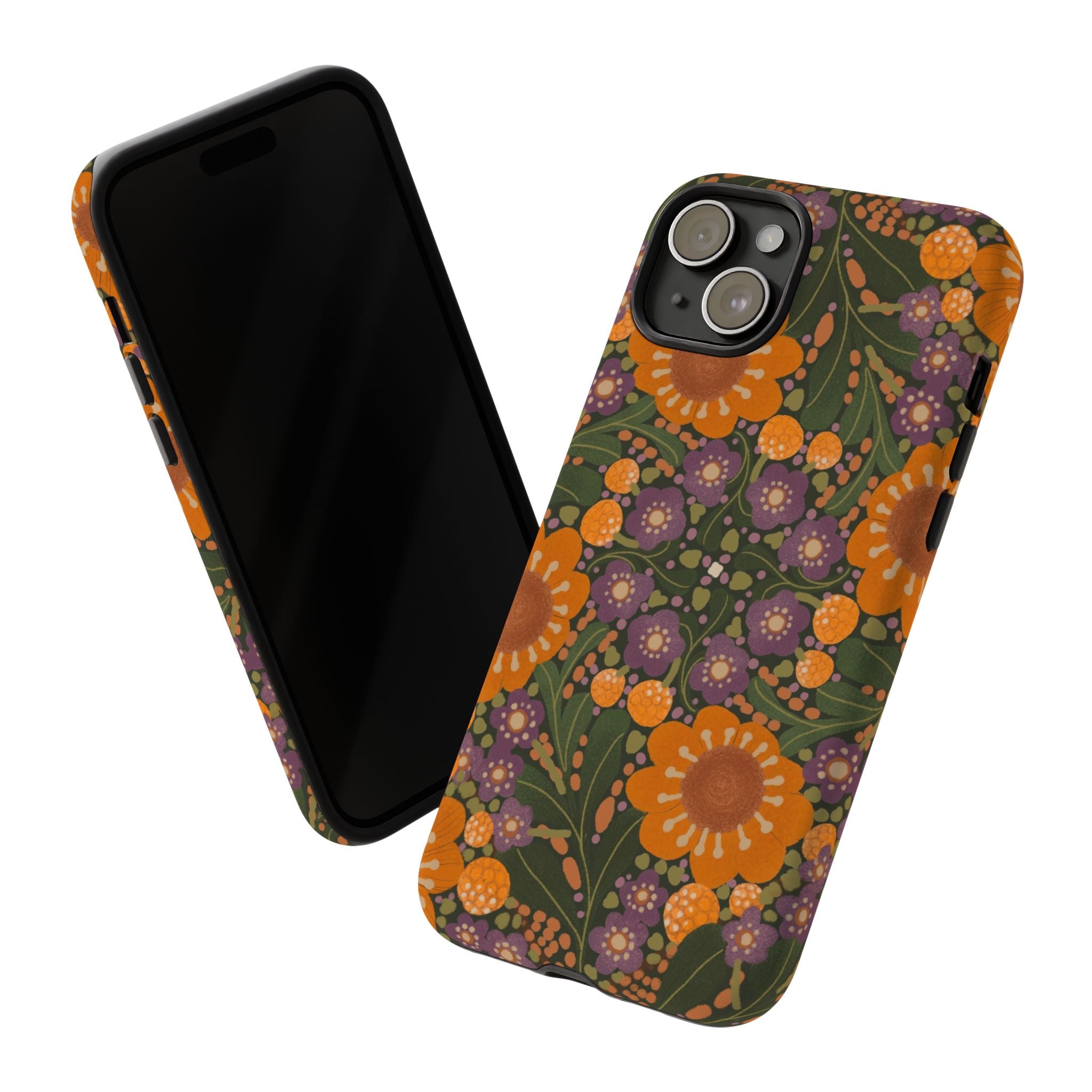 Retro Orange Floral Phone Case | Tough Case