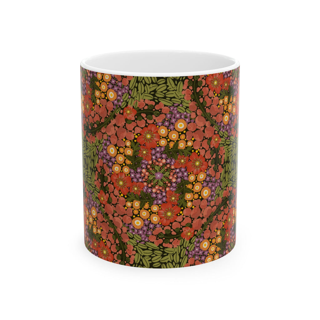 Autumn Floral Kaleidoscope Mug | Ceramic Coffee Cup