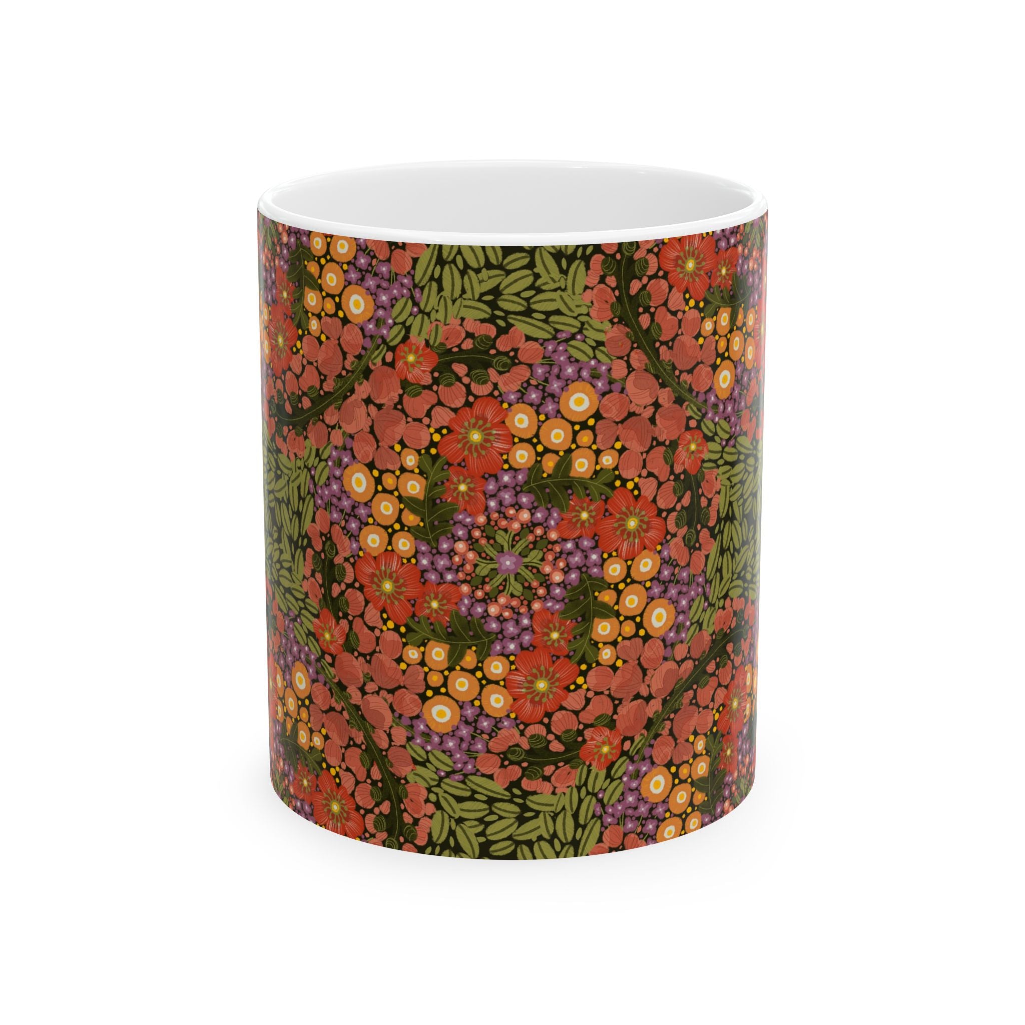 Autumn Floral Kaleidoscope Mug | Ceramic Coffee Cup