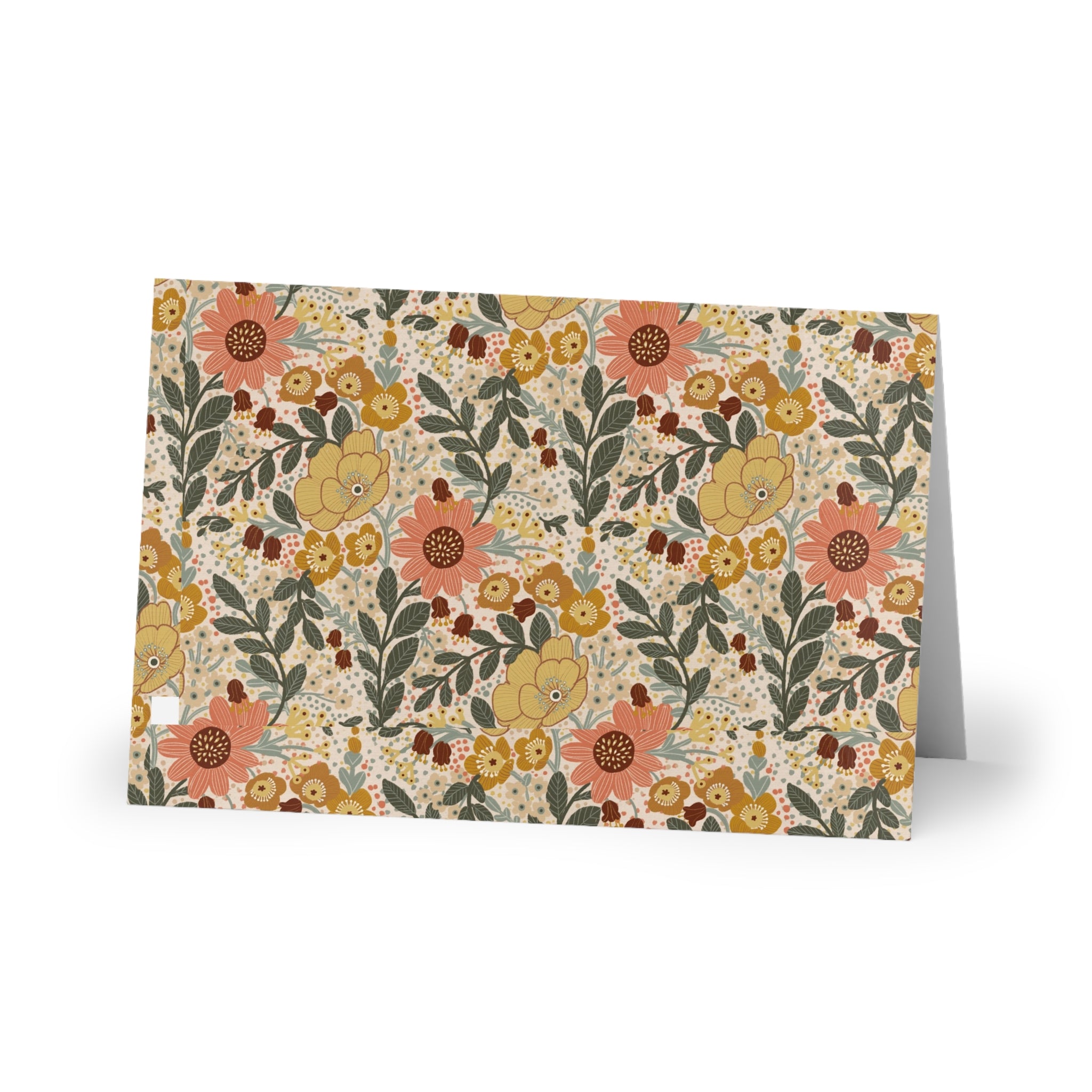 Vintage Floral Pattern Greeting Card | Blank Note Card, Botanical Folded Card