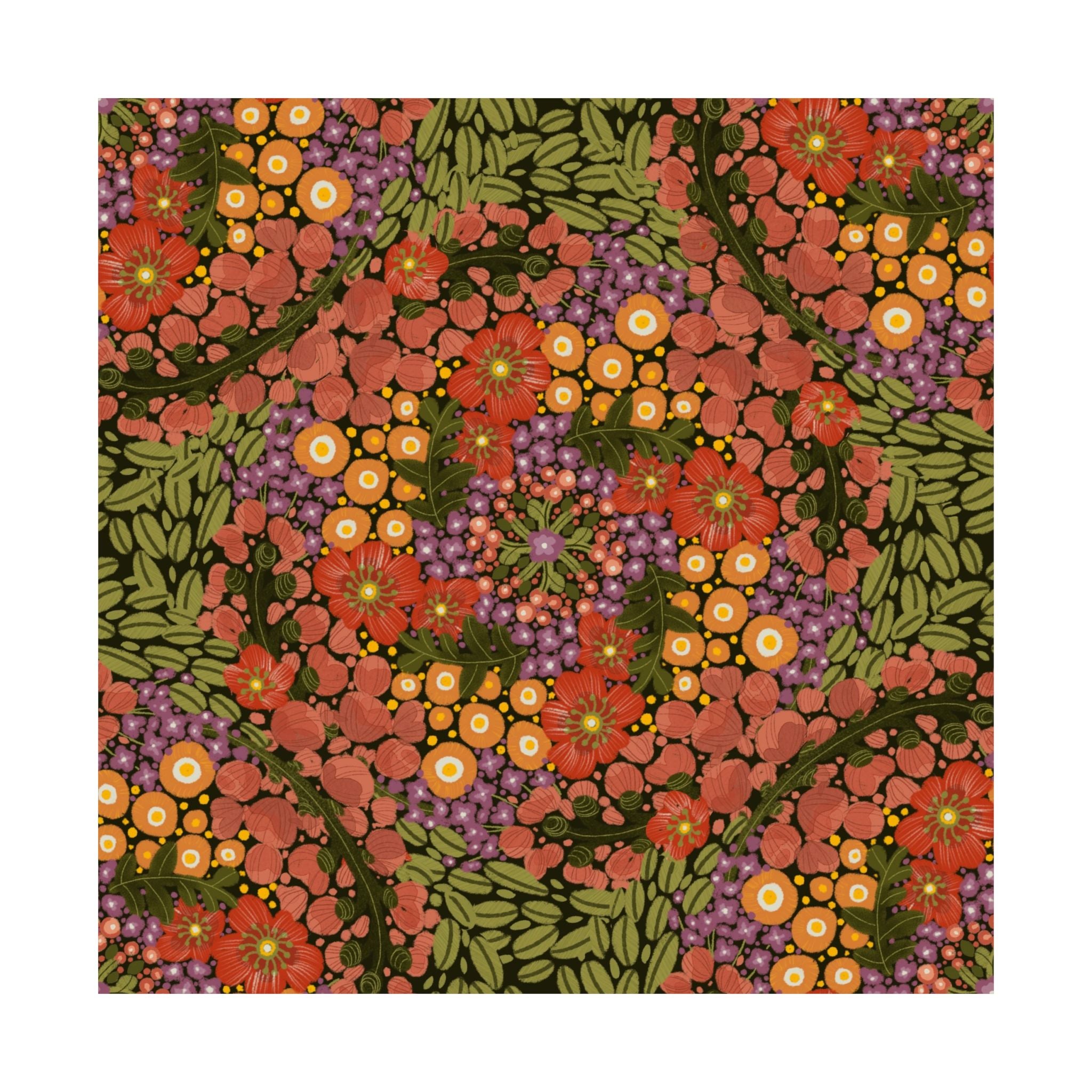 Floral Kaleidoscope Satin Poster