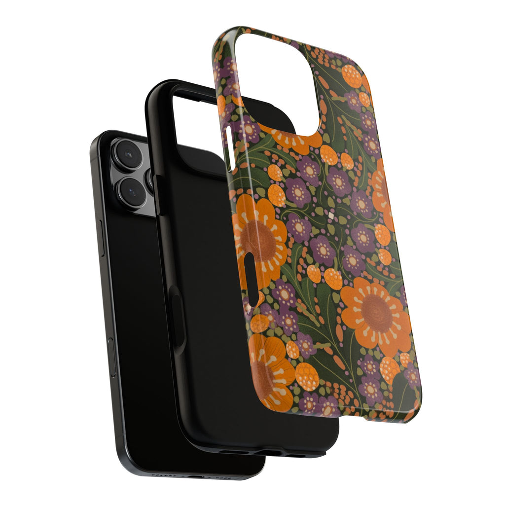 Retro Orange Floral Phone Case | Tough Case