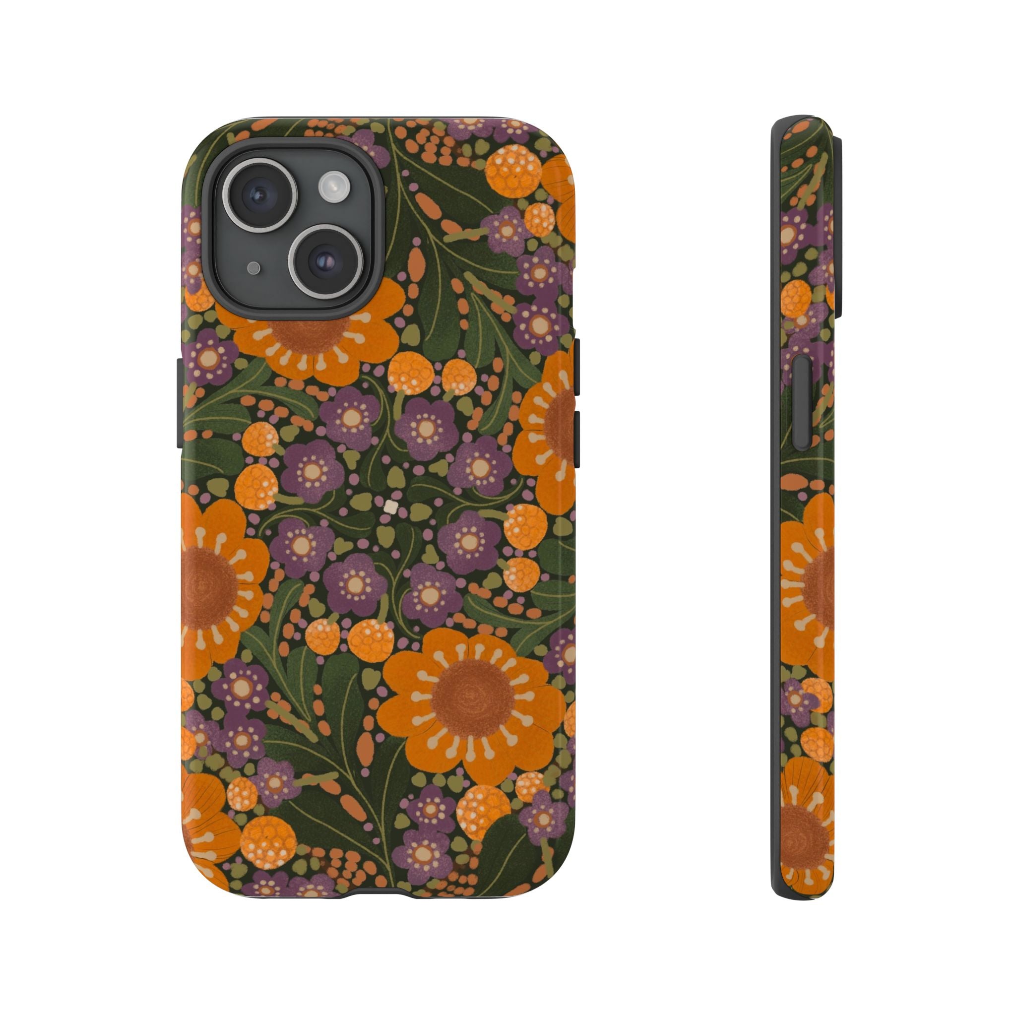 Retro Orange Floral Phone Case | Tough Case