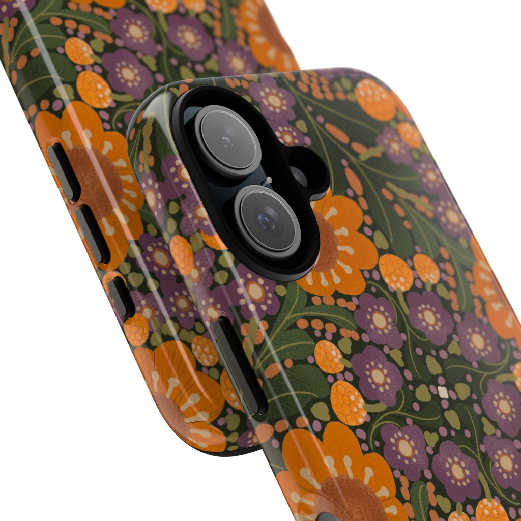 Retro Orange Floral Phone Case | Tough Case