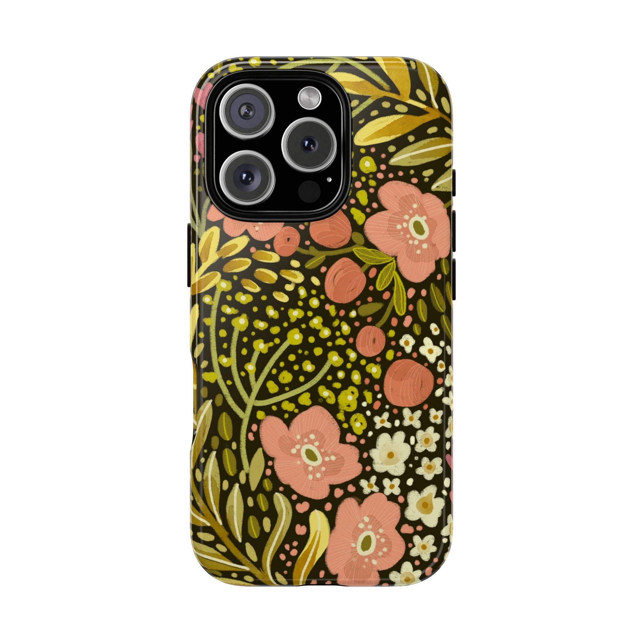 Vintage Floral Pattern Tough Case | Pink & Olive Botanical Phone Cover
