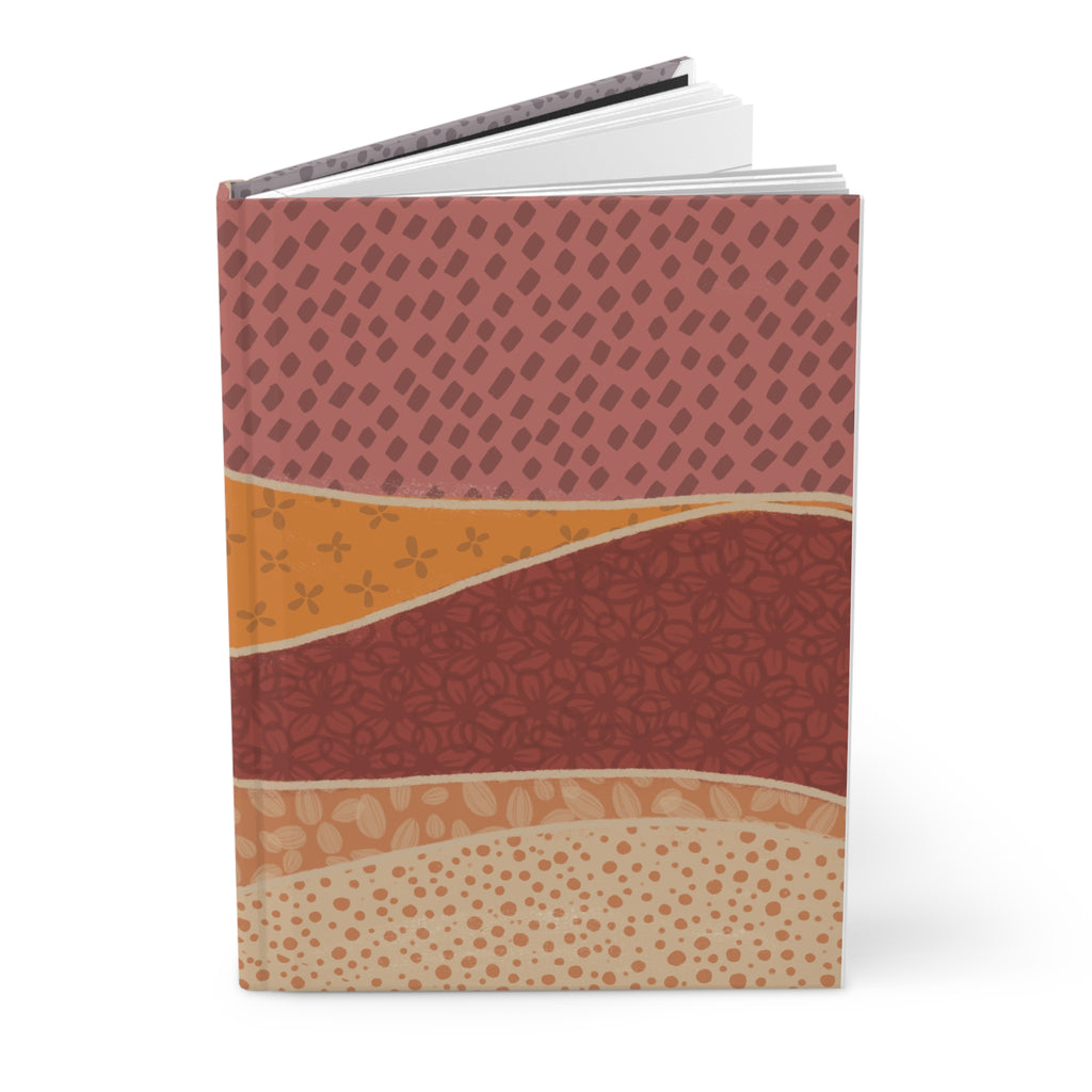 Abstract Earth-Tone Hardcover Journal — Boho Layered Pattern Notebook