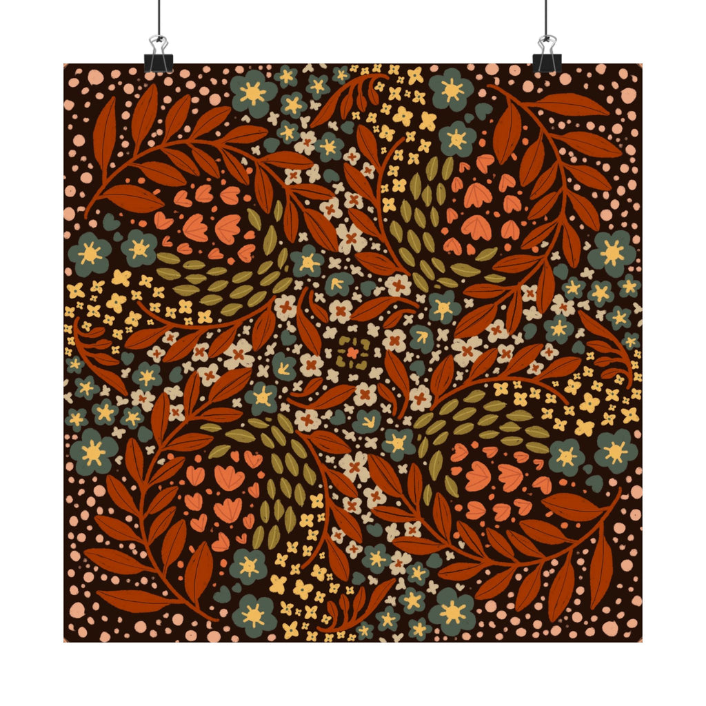Retro Floral Pattern Satin Poster