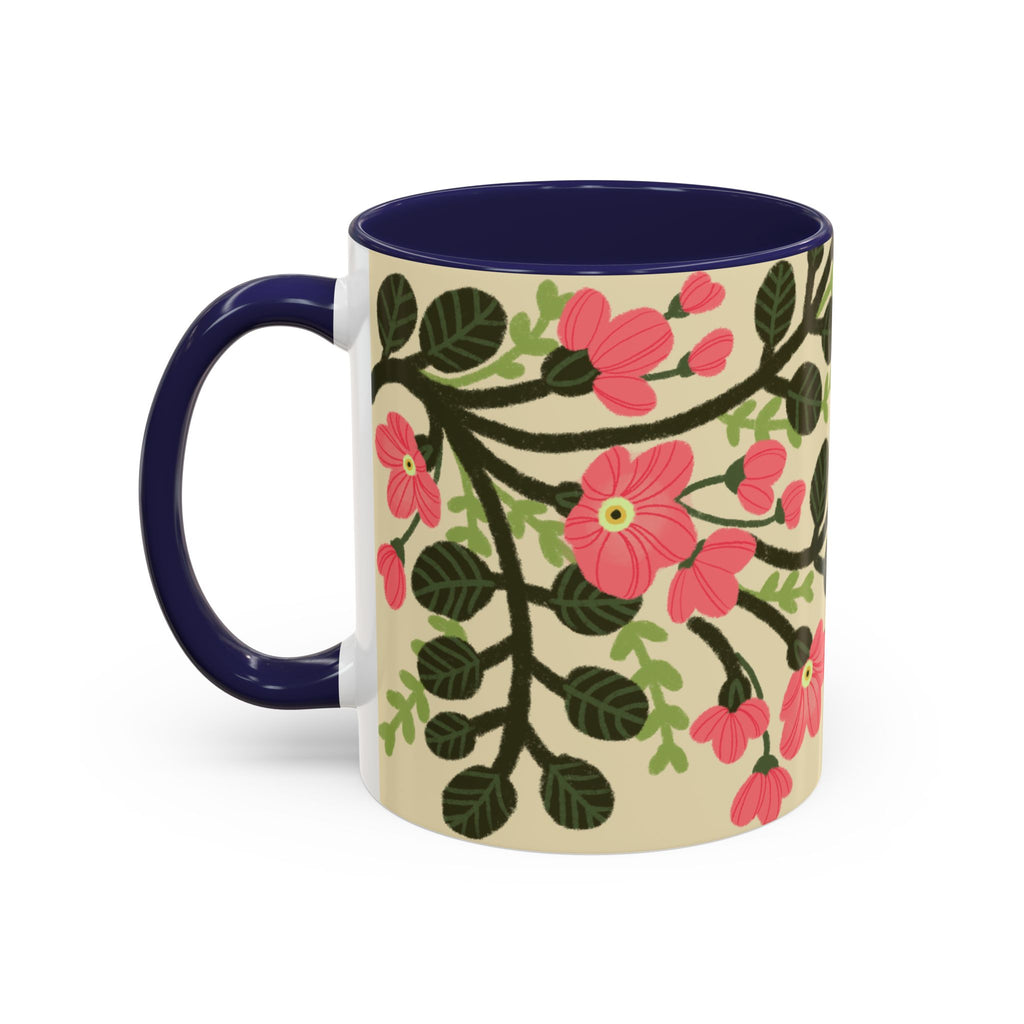 Floral Accent Coffee Mug - Pink Blossom Botanical Design (11/15oz)