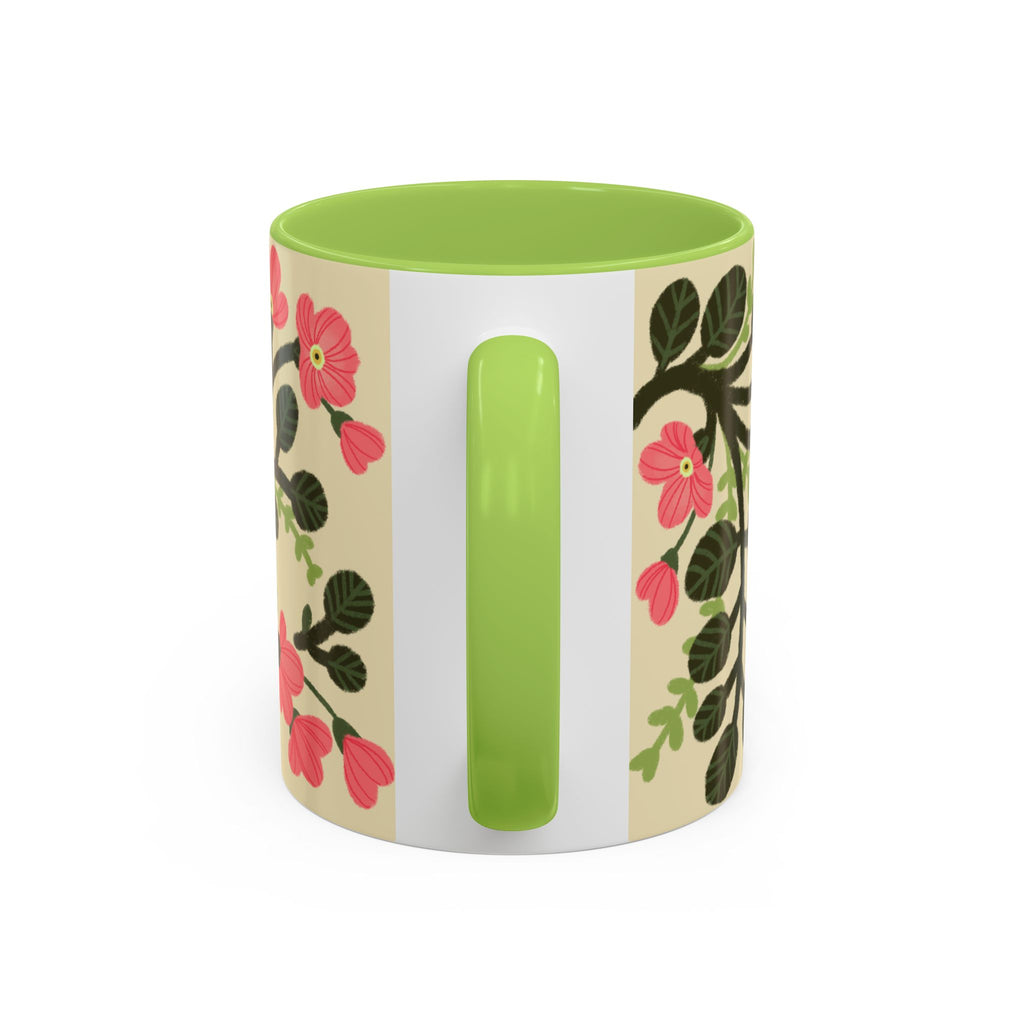 Floral Accent Coffee Mug - Pink Blossom Botanical Design (11/15oz)