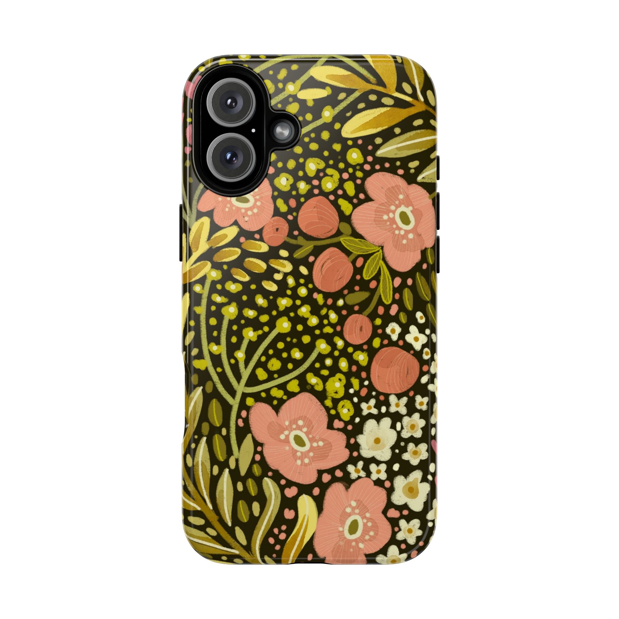 Vintage Floral Pattern Tough Case | Pink & Olive Botanical Phone Cover
