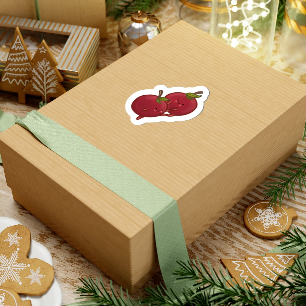 Cute Kissing Cherries Sticker — Adorable Fruit Laptop Decal