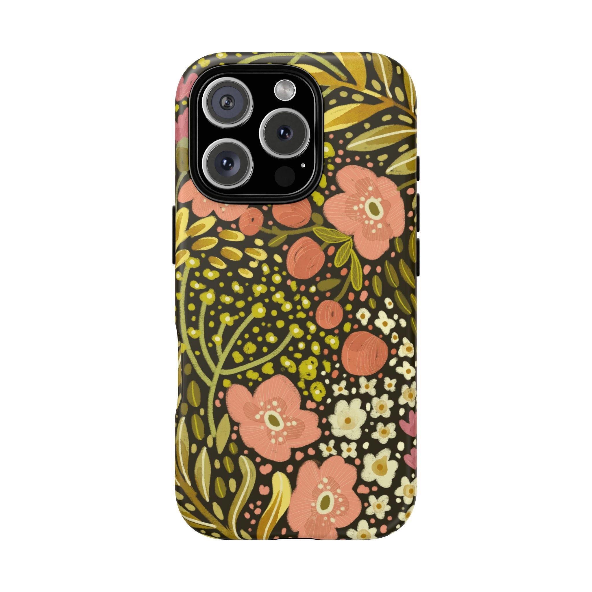 Vintage Floral Pattern Tough Case | Pink & Olive Botanical Phone Cover