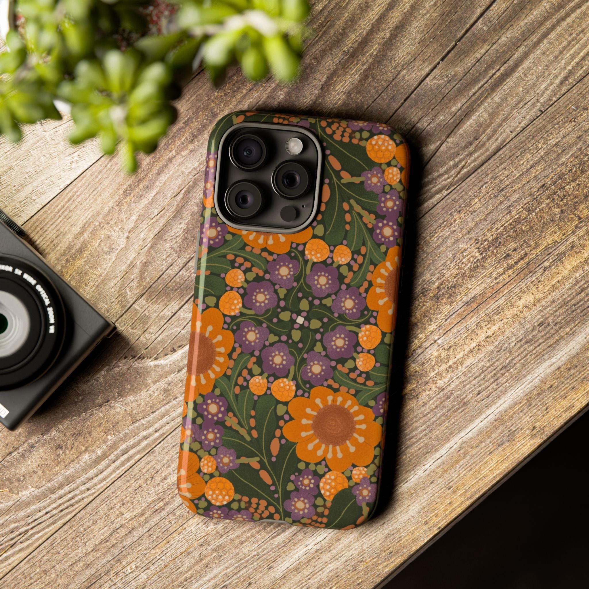 Retro Orange Floral Phone Case | Tough Case