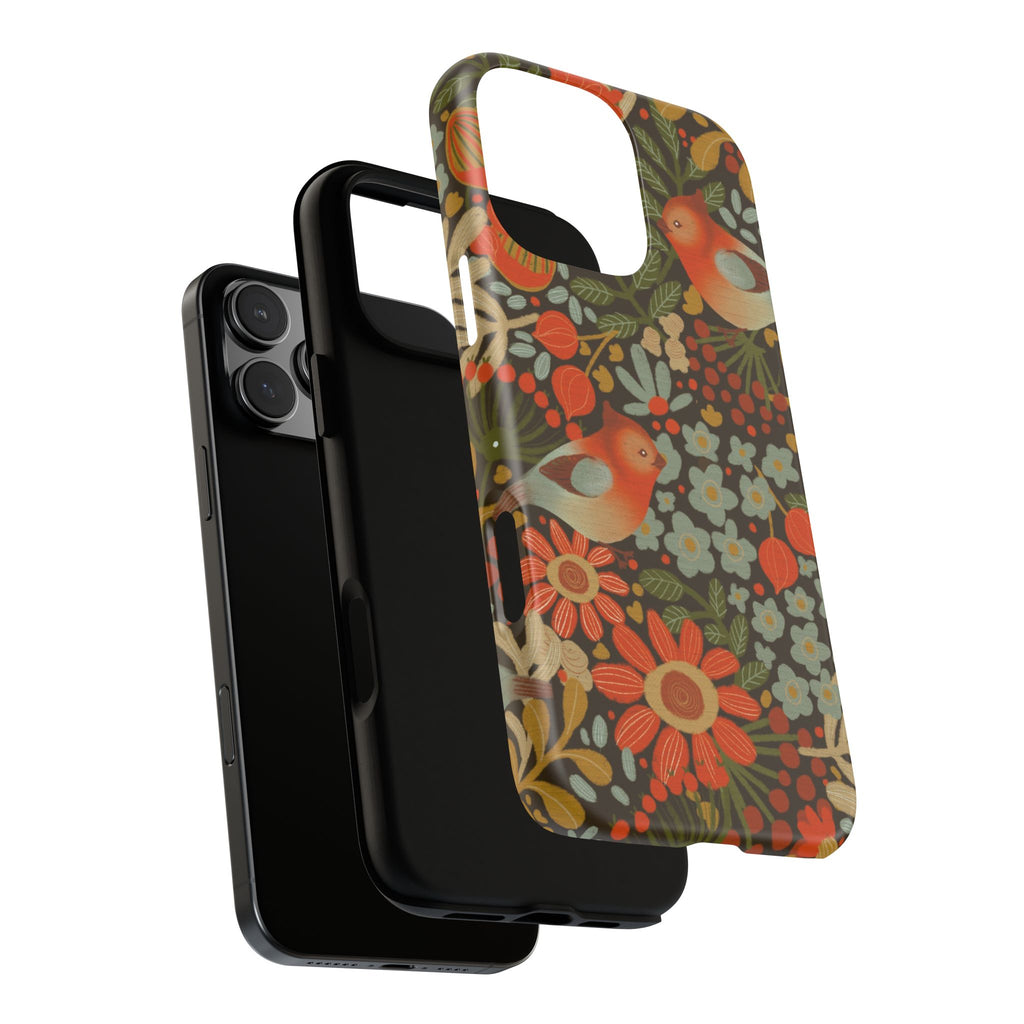 Retro Floral Birds Phone Case | Protective iPhone Cover