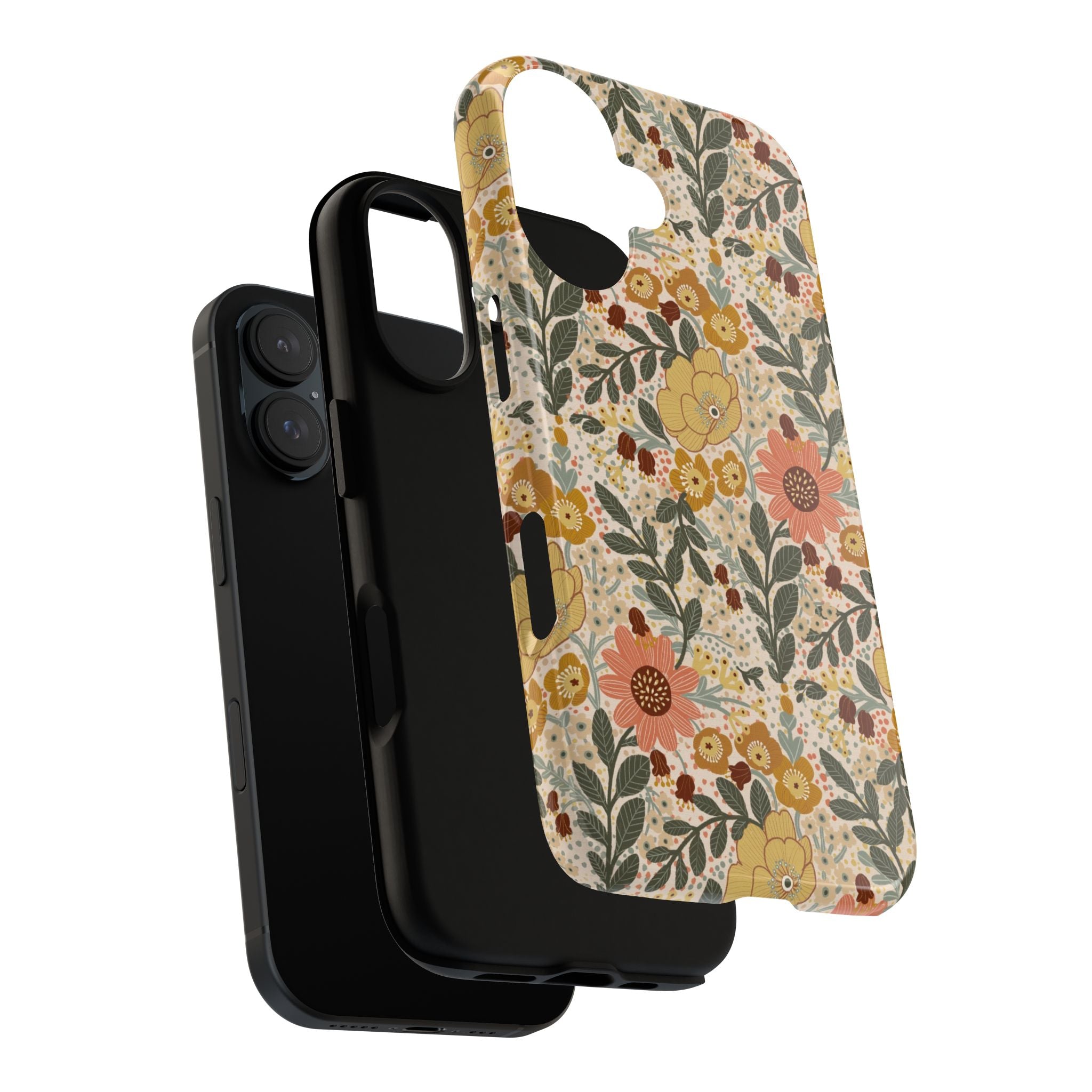 Vintage Floral Pattern Phone Case | Yellow Orange Wildflowers