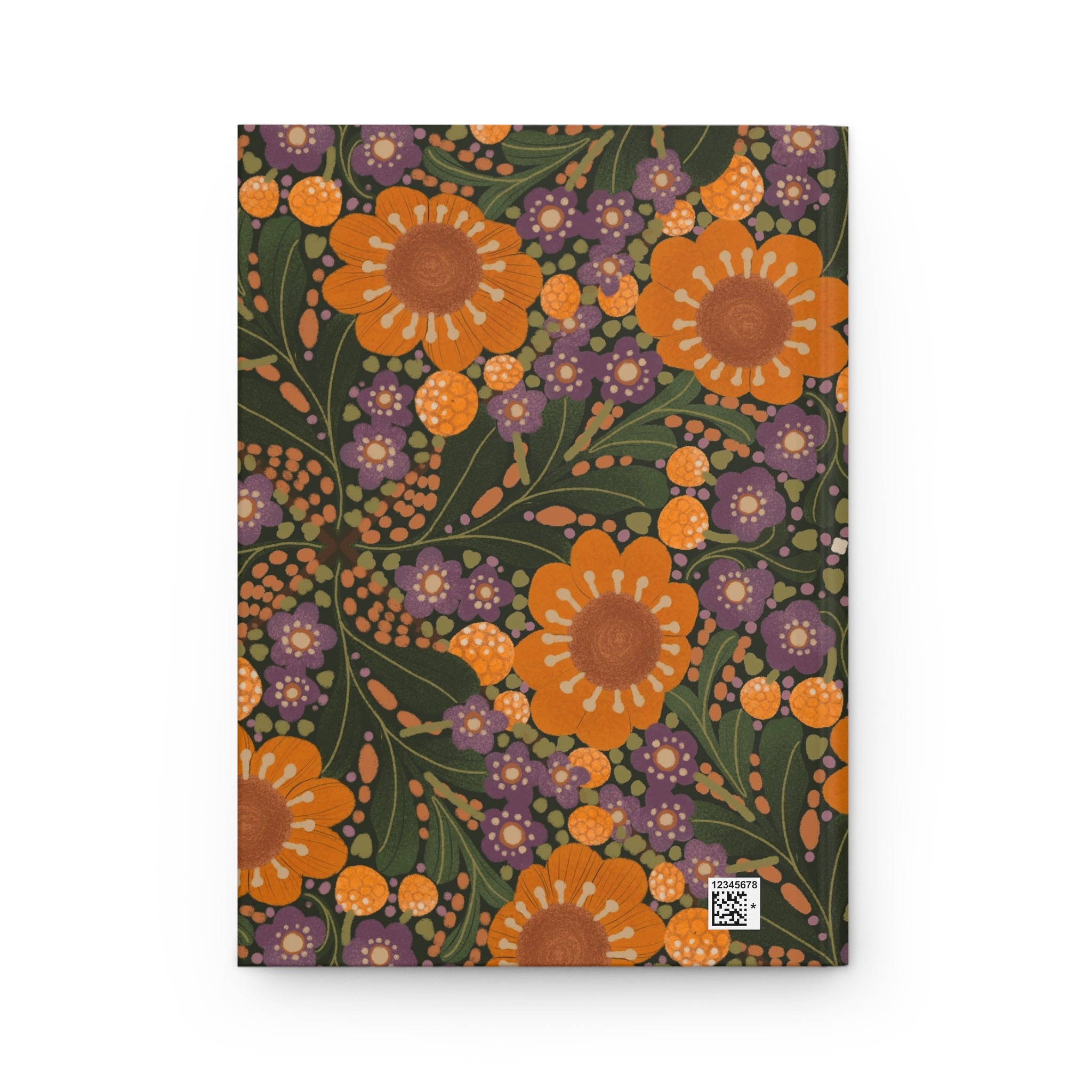 Orange Sunflower Floral Hardcover Journal | Retro Botanical Pattern
