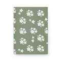 White Floral Pattern Hardcover Journal | Sage Green Floral Notebook