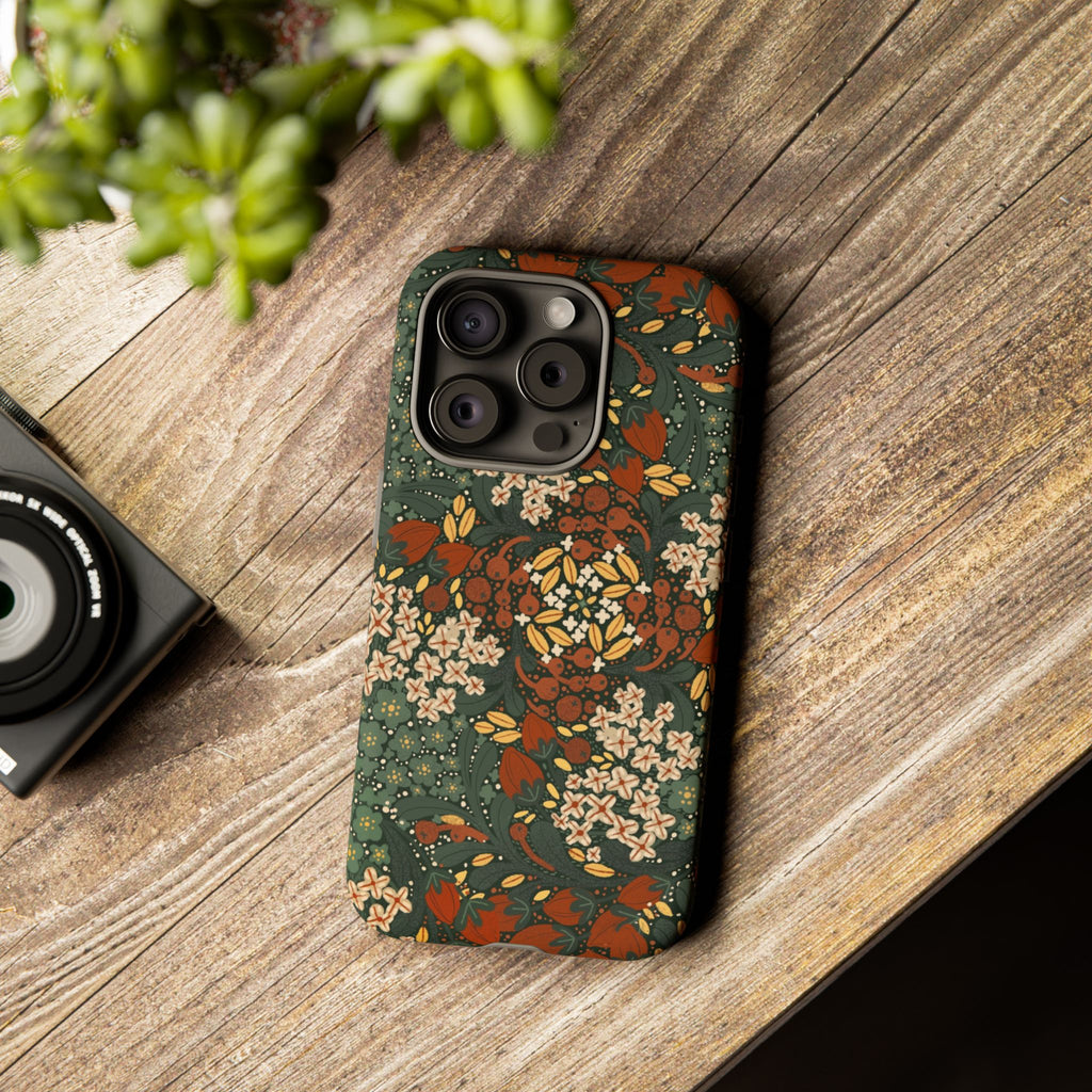 Autumn Floral Kaleidoscope Phone Case | Vintage Botanical Pattern