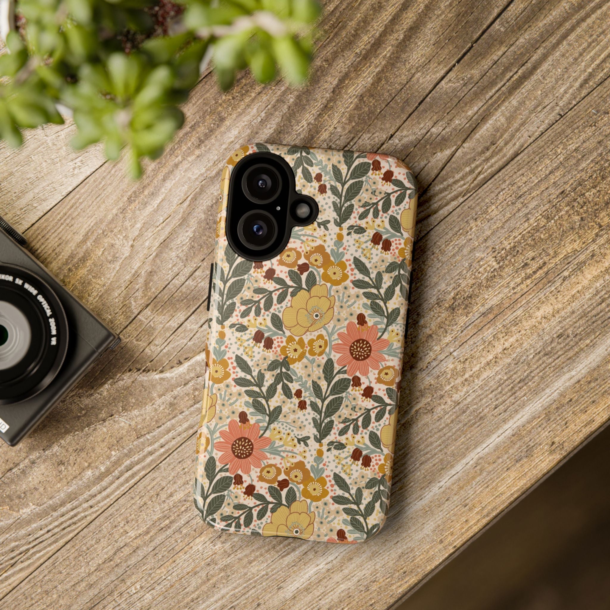 Vintage Floral Pattern Phone Case | Yellow Orange Wildflowers