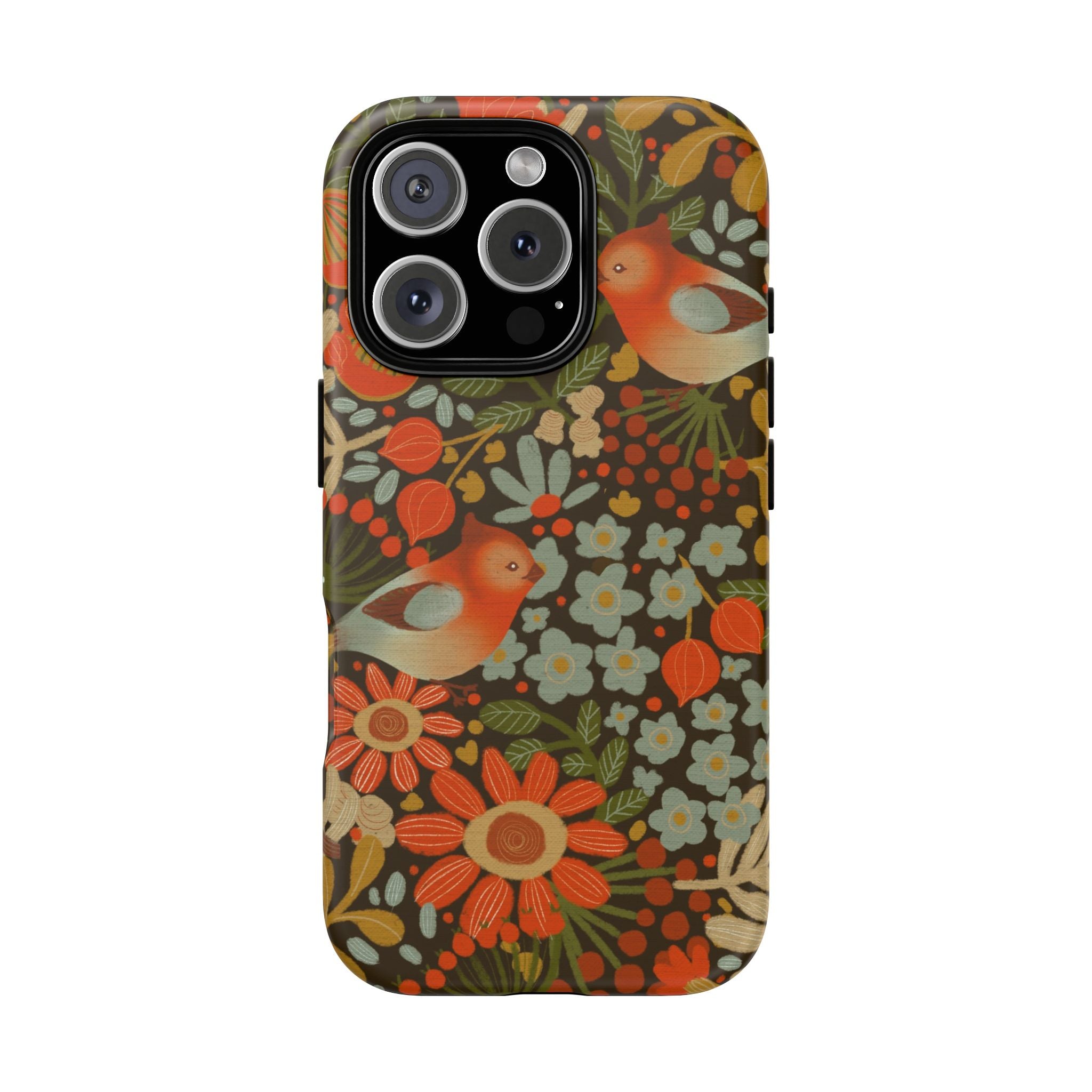 Retro Floral Birds Phone Case | Protective iPhone Cover