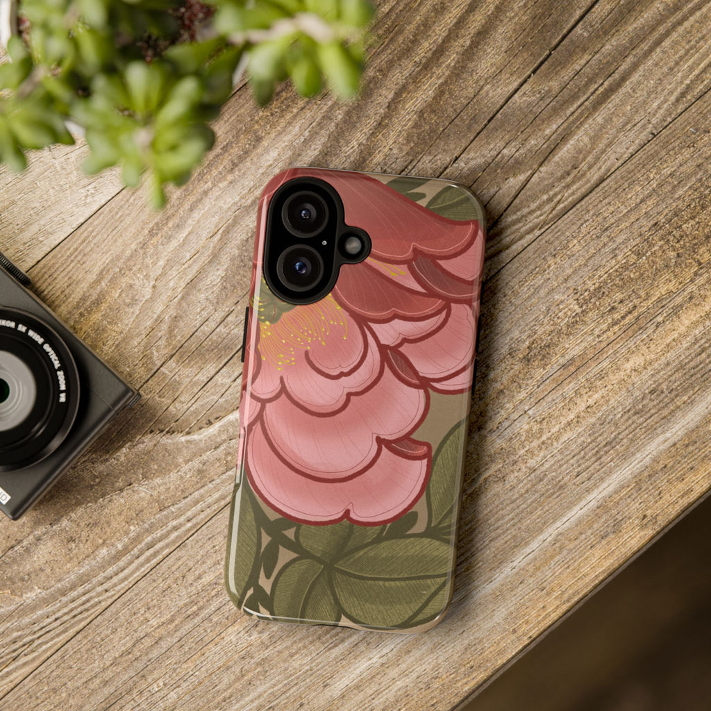 Floral Camellia Phone Case — Pink Garden Tough Protective Cover