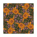 Orange Daisy Floral Satin Poster | Botanical Wall Art, Retro Flower Pattern