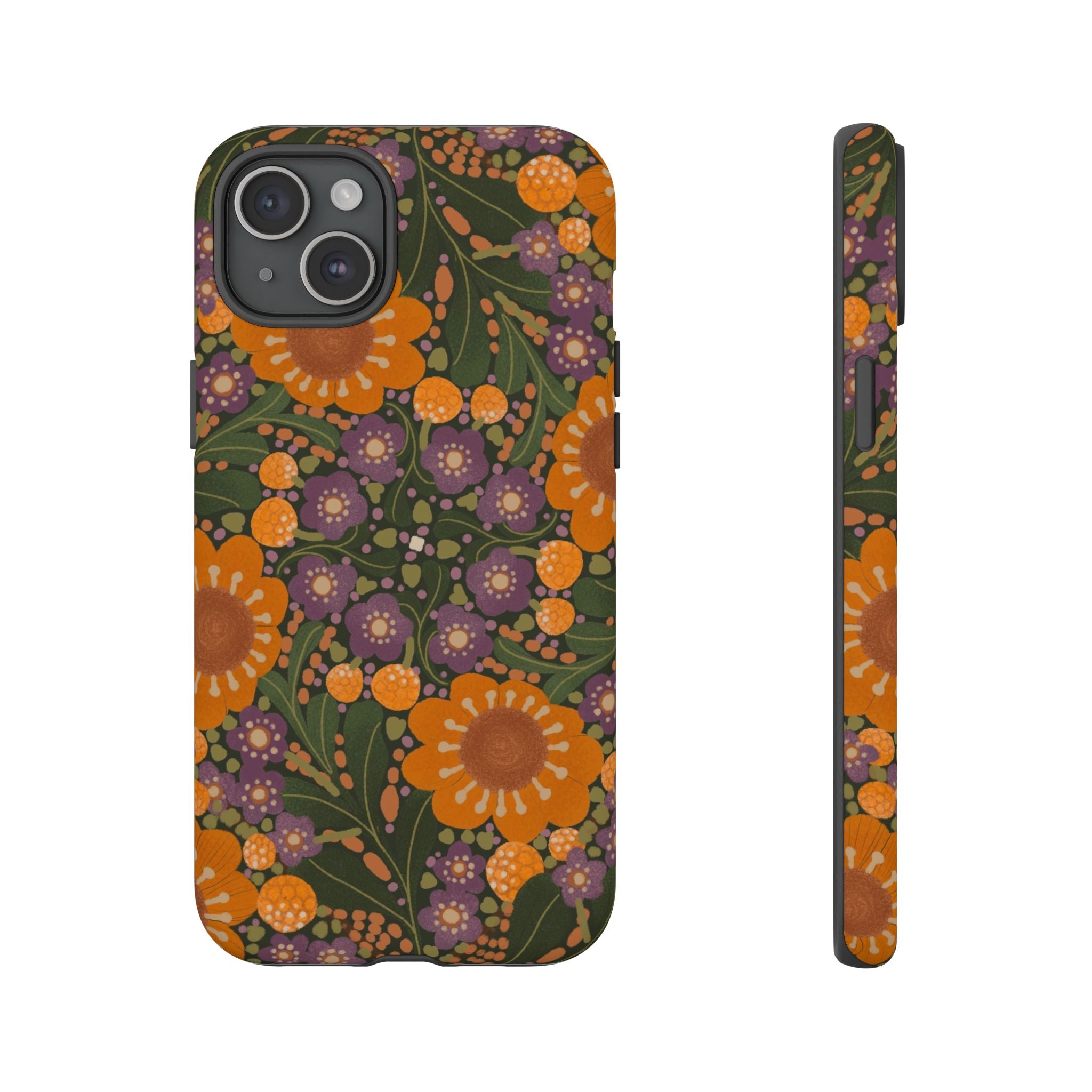Retro Orange Floral Phone Case | Tough Case