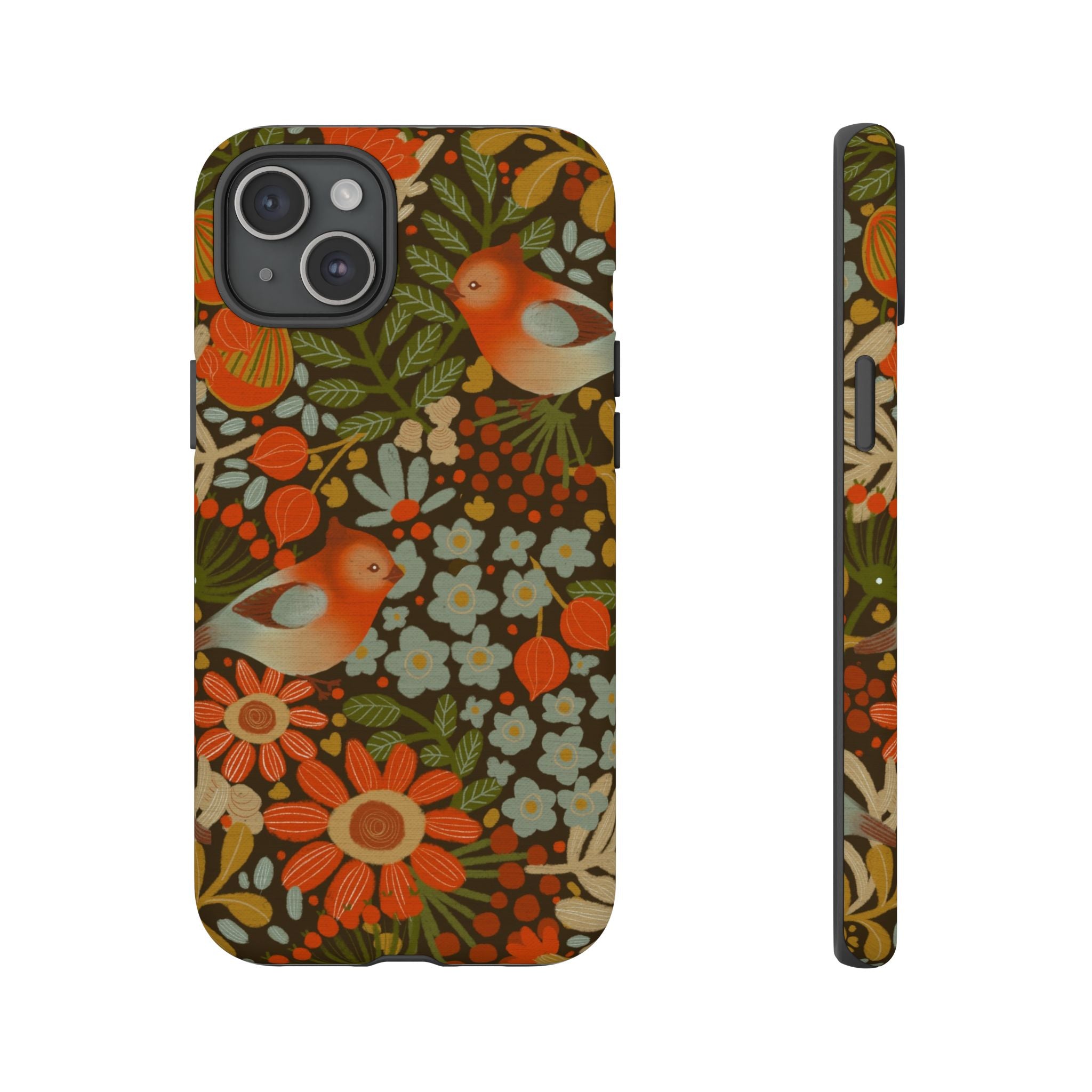 Retro Floral Birds Phone Case | Protective iPhone Cover