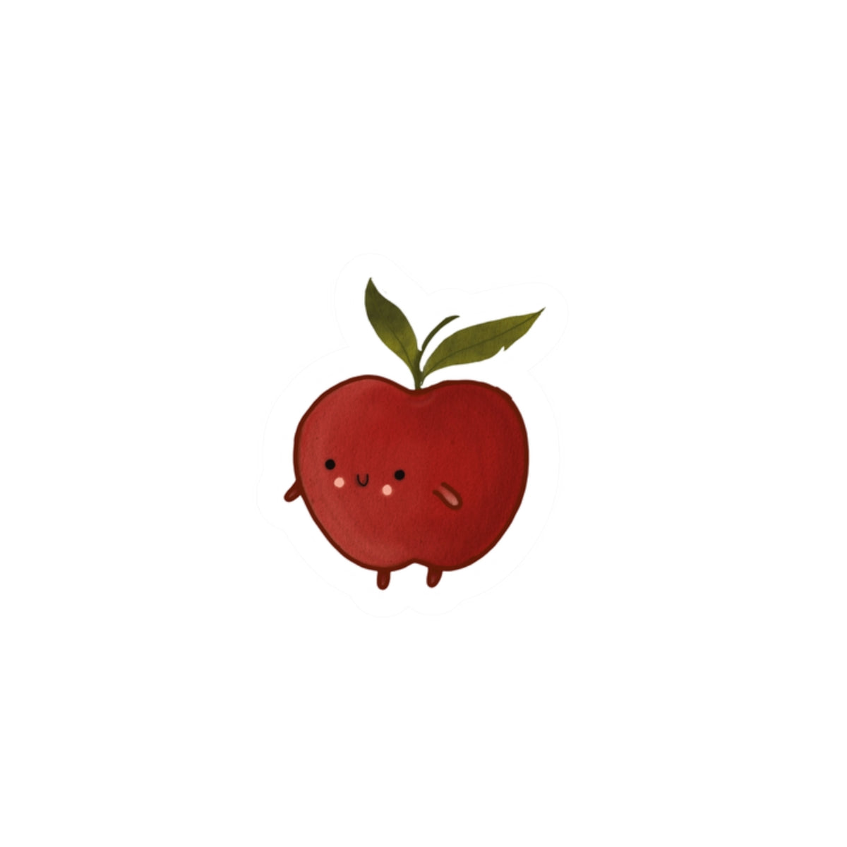 Cute Kawaii Apple Sticker — Smiling Red Fruit Kiss-Cut Decal for Laptops, Water Bottles & Journals