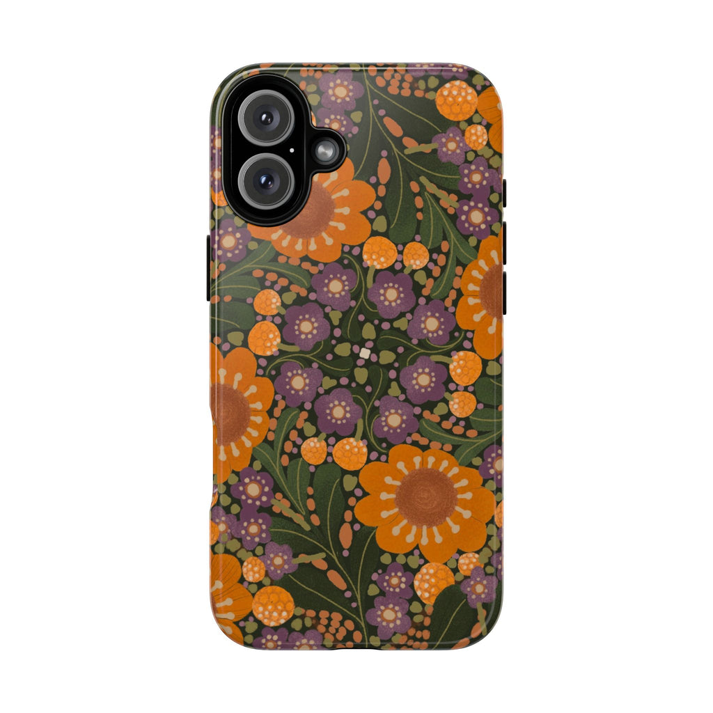 Retro Orange Floral Phone Case | Tough Case