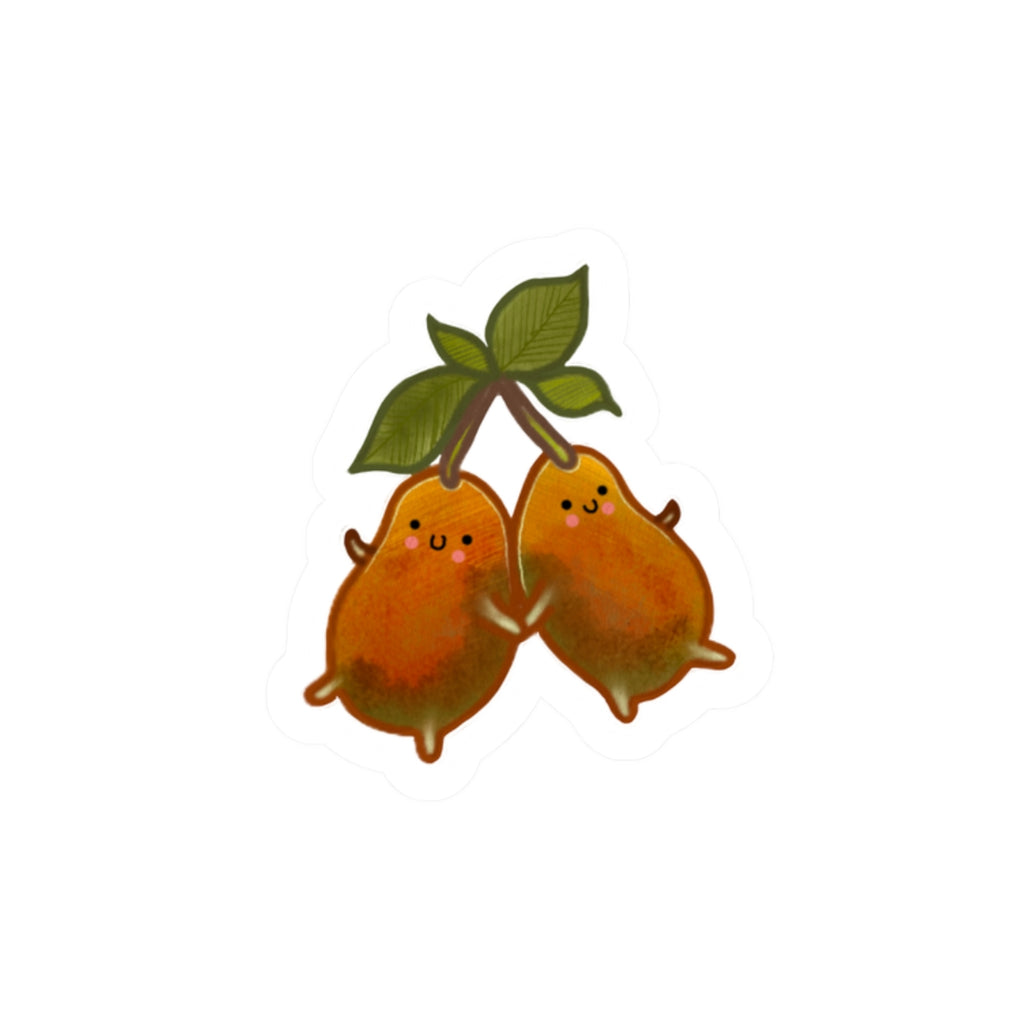 Cute Pair of Mango Sticker — Kawaii Fruit Kiss-Cut Vinyl Sticker