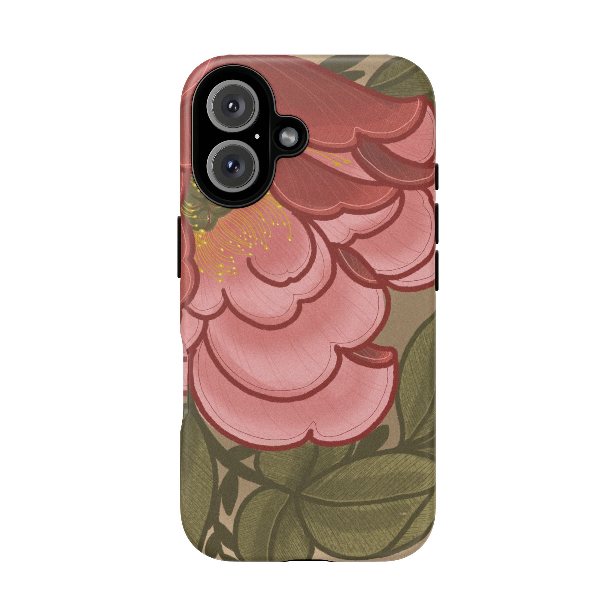 Floral Camellia Phone Case — Pink Garden Tough Protective Cover