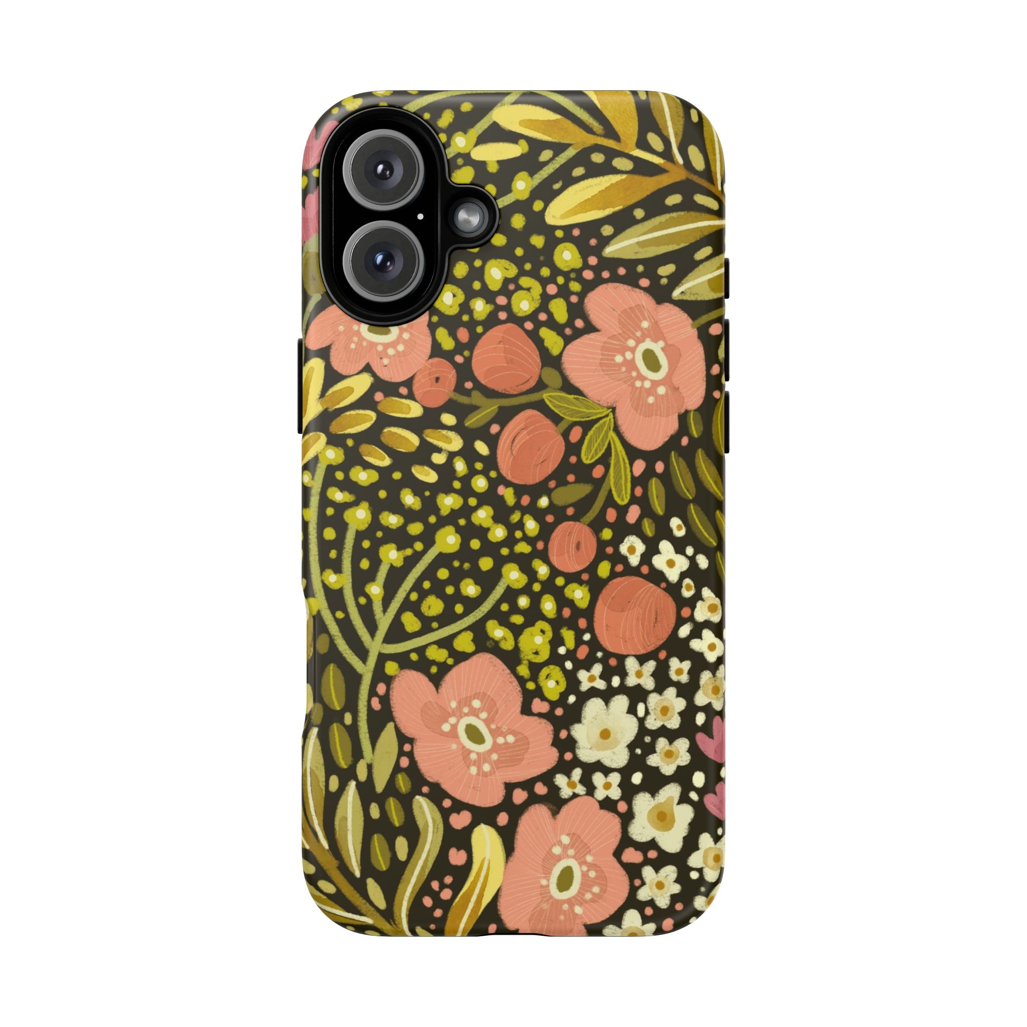 Vintage Floral Pattern Tough Case | Pink & Olive Botanical Phone Cover