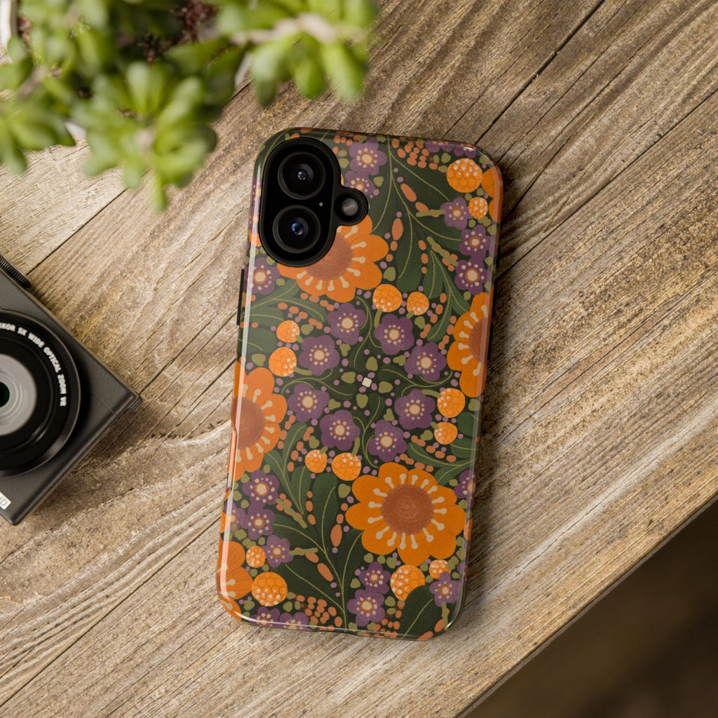 Retro Orange Floral Phone Case | Tough Case