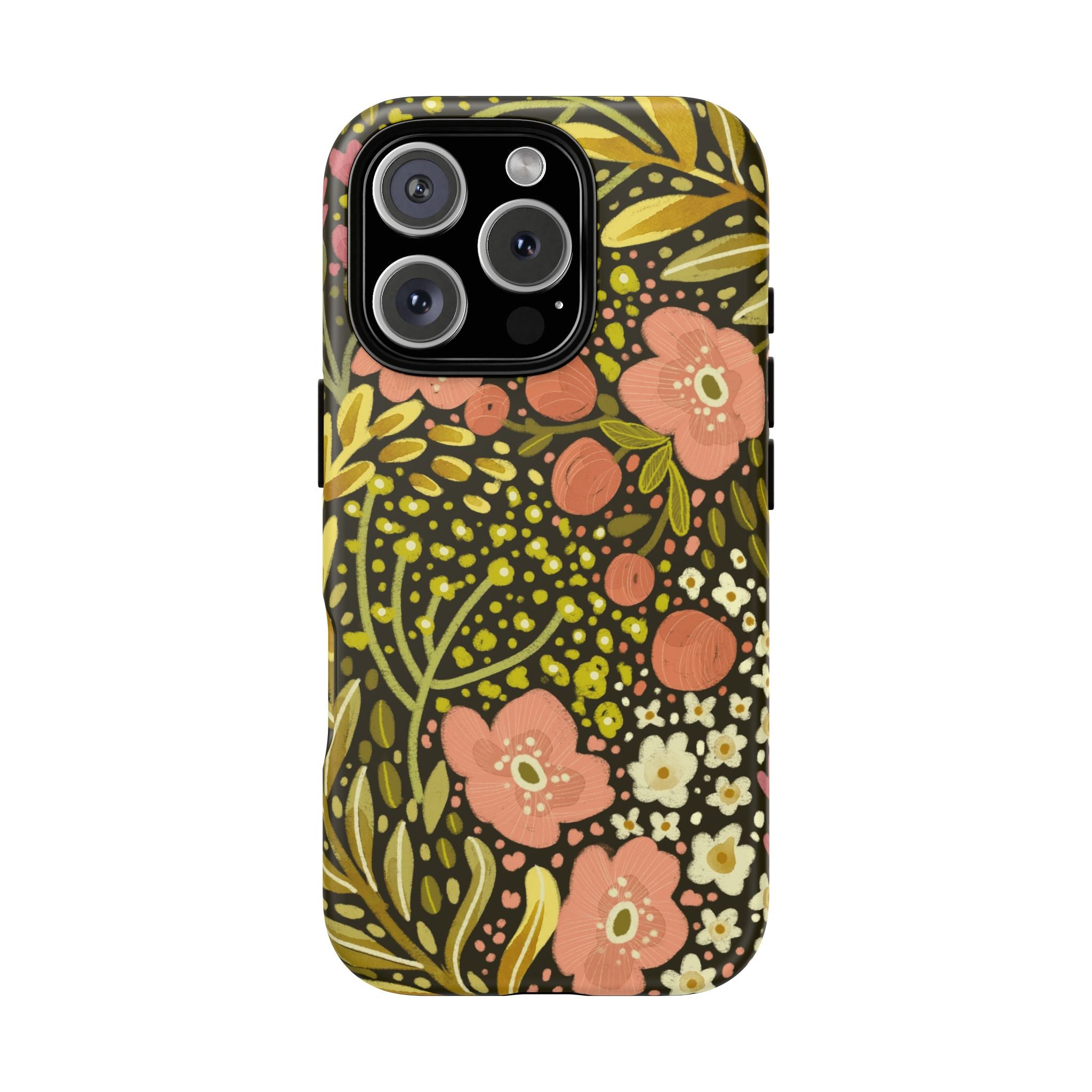 Vintage Floral Pattern Tough Case | Pink & Olive Botanical Phone Cover