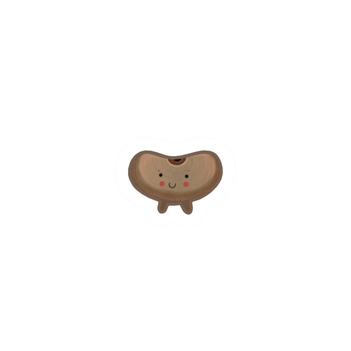 Kawaii Smiling Brown Bean Kiss-Cut Sticker — Cute Laptop & Water Bottle Decal