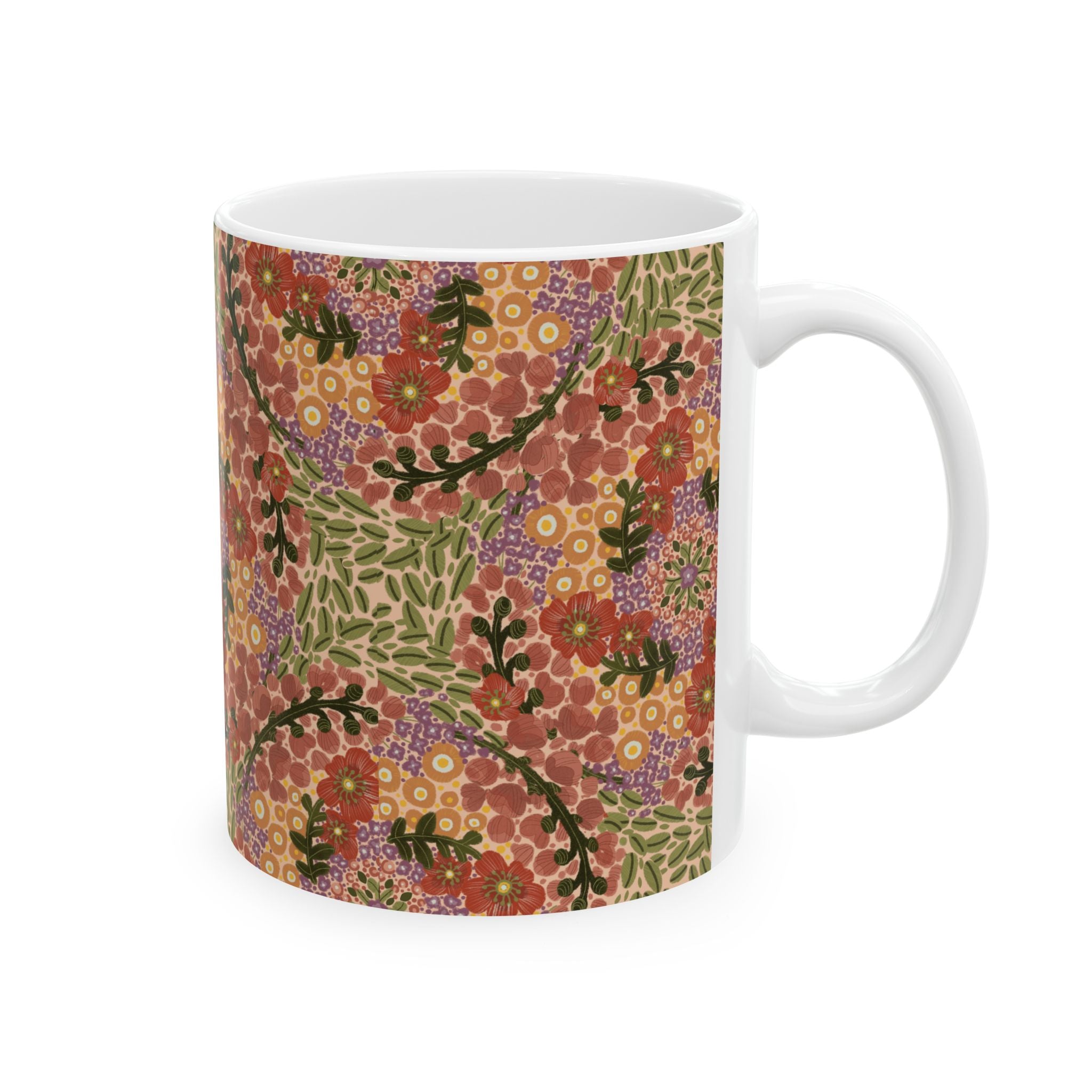 Vintage Floral Pattern Mug | Boho Flower Mandala Ceramic Mug