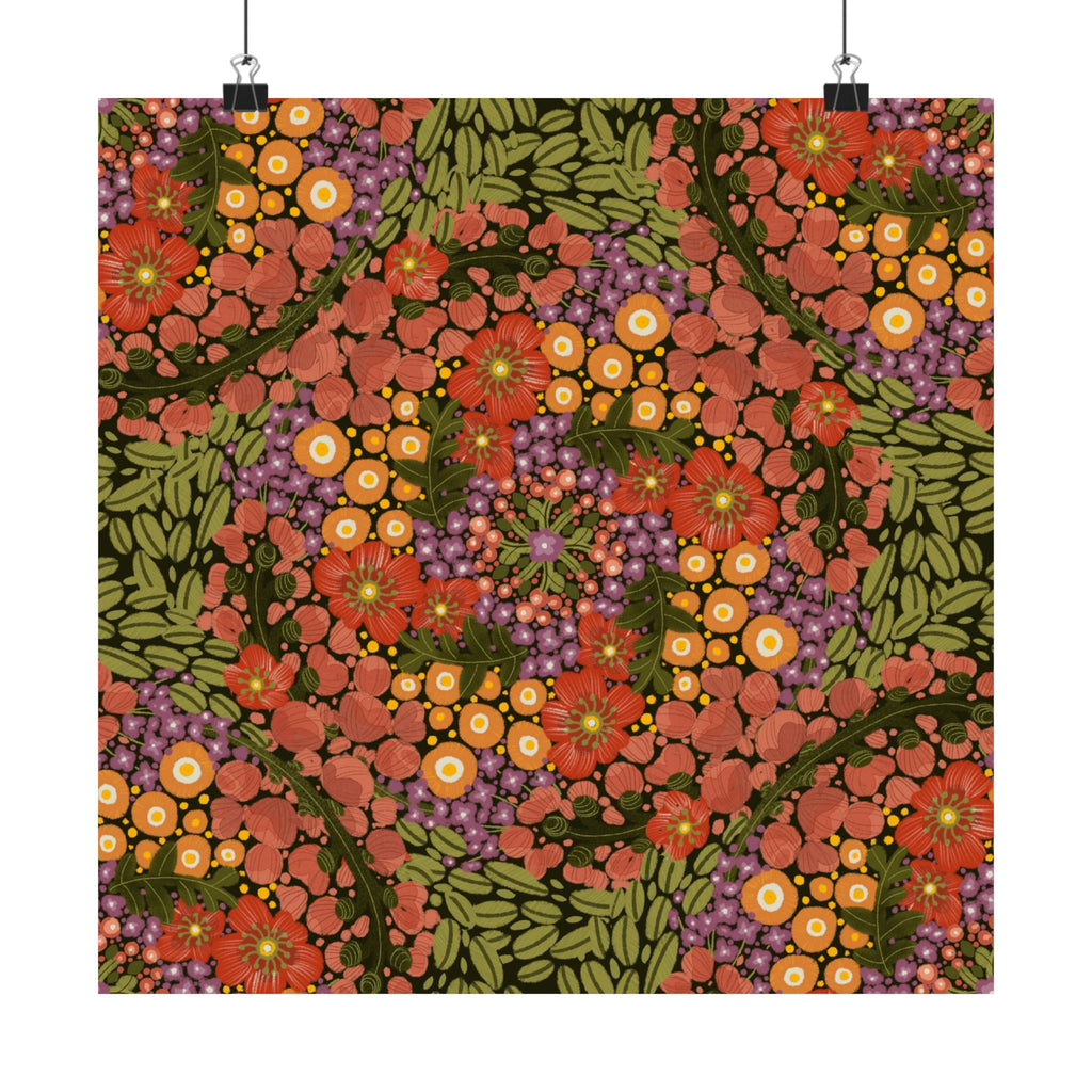 Floral Kaleidoscope Satin Poster