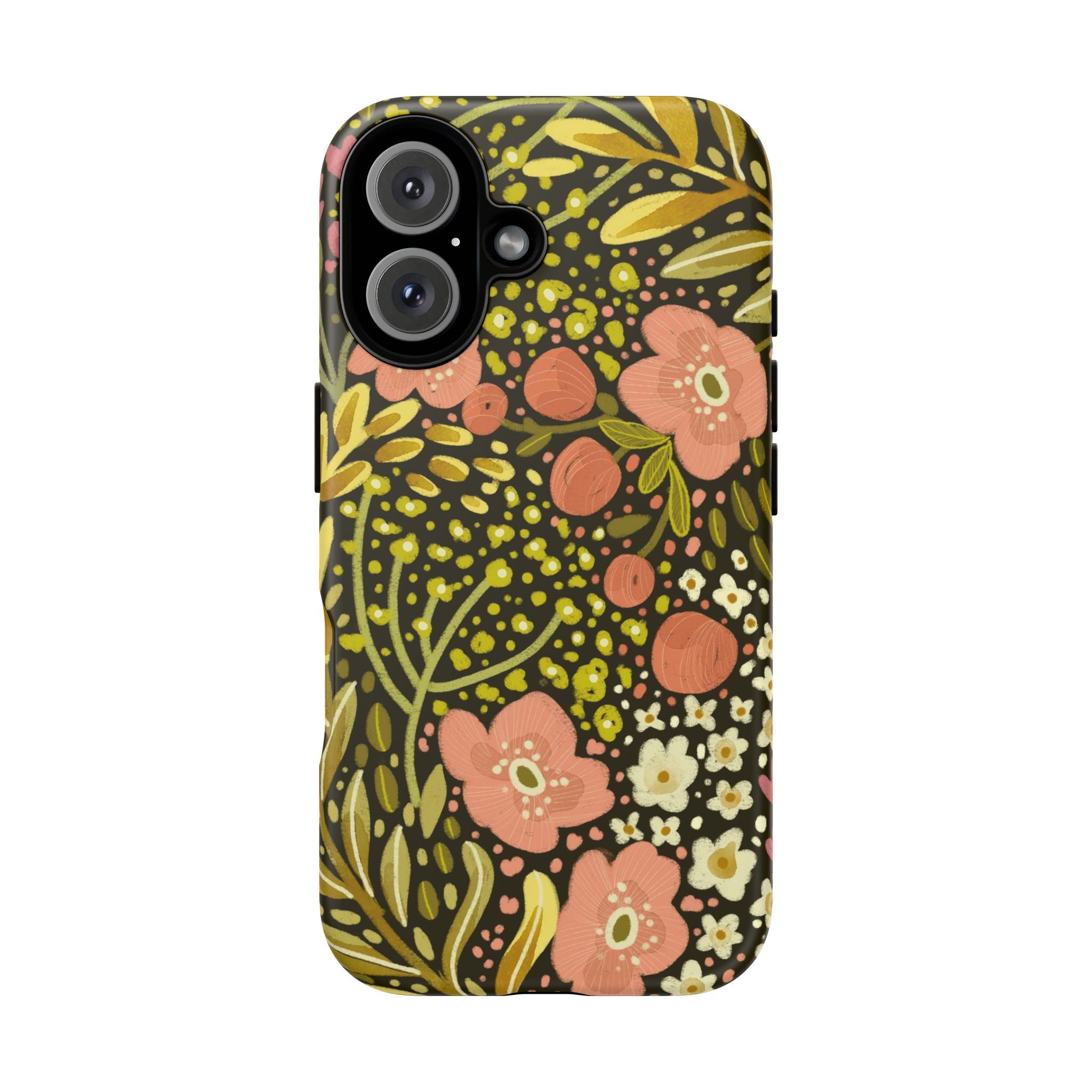 Vintage Floral Pattern Tough Case | Pink & Olive Botanical Phone Cover