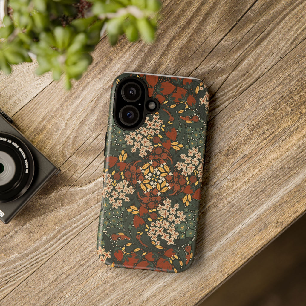 Autumn Floral Kaleidoscope Phone Case | Vintage Botanical Pattern