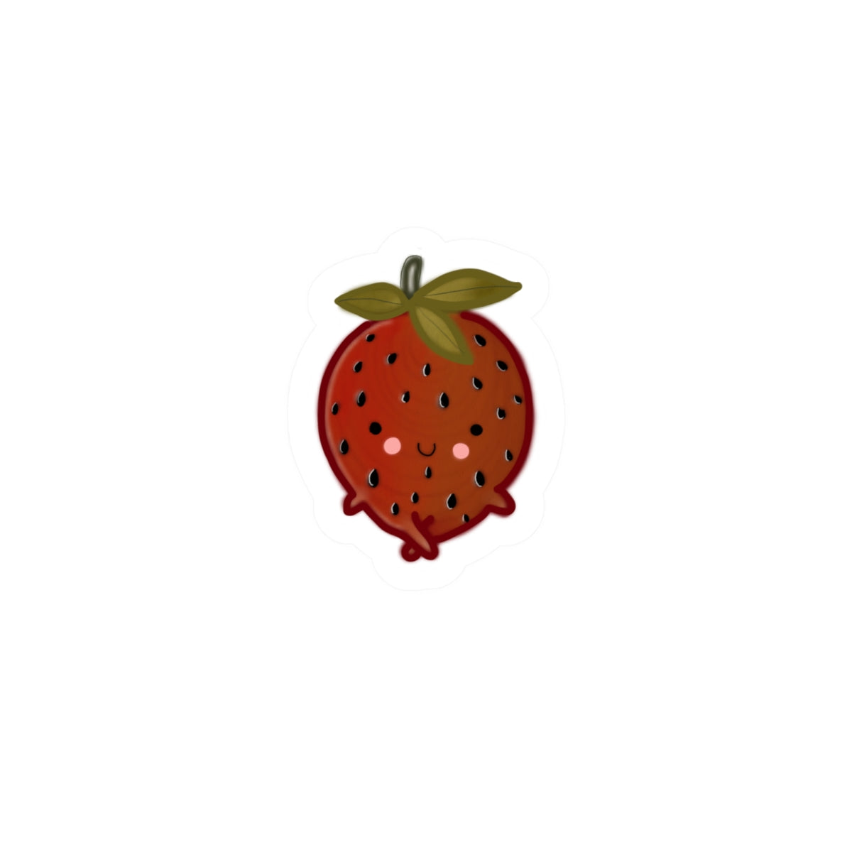 Kawaii Strawberry Sticker — Cute Kiss-Cut Fruit Decal for Laptops, Water Bottles & Planners