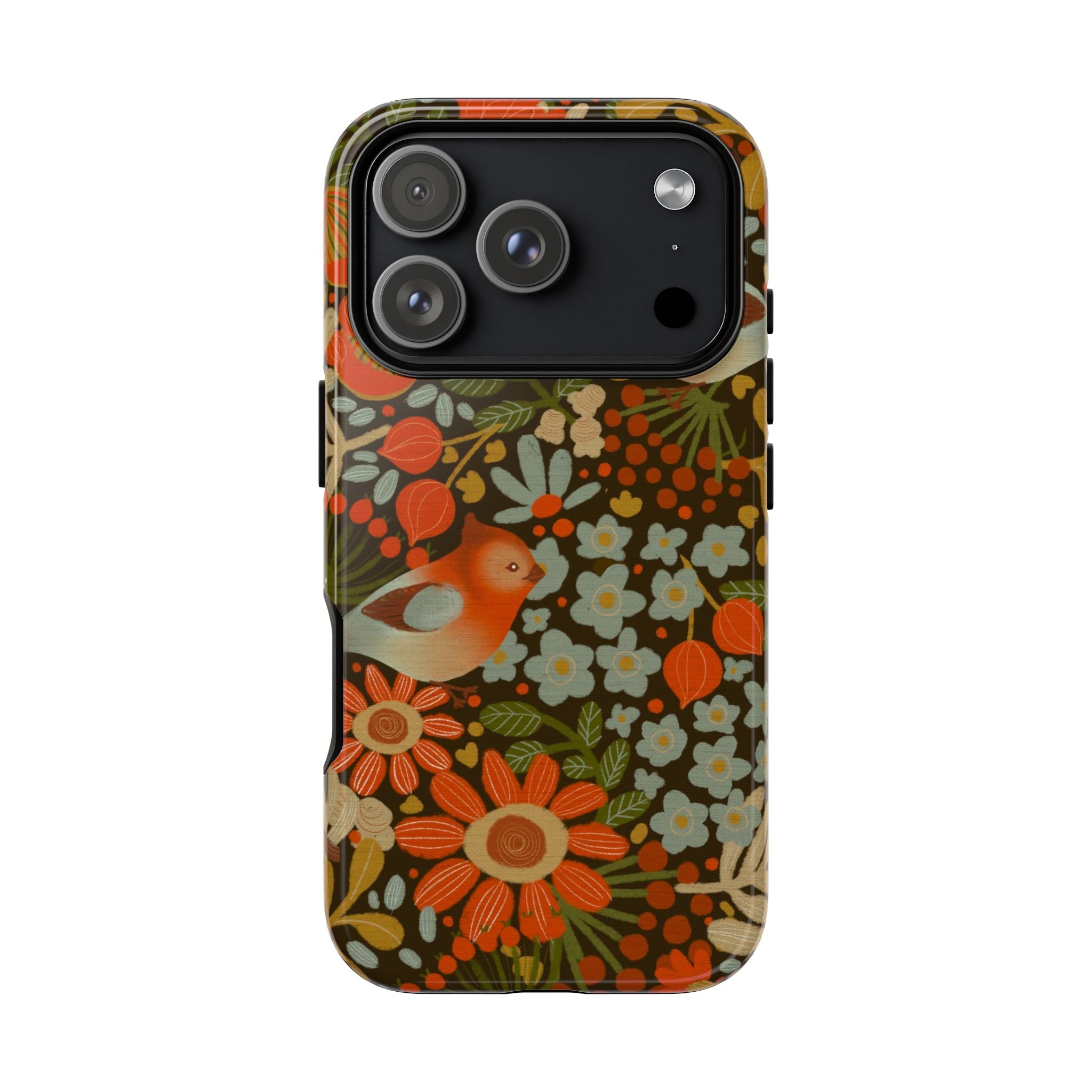 Retro Floral Birds Phone Case | Protective iPhone Cover