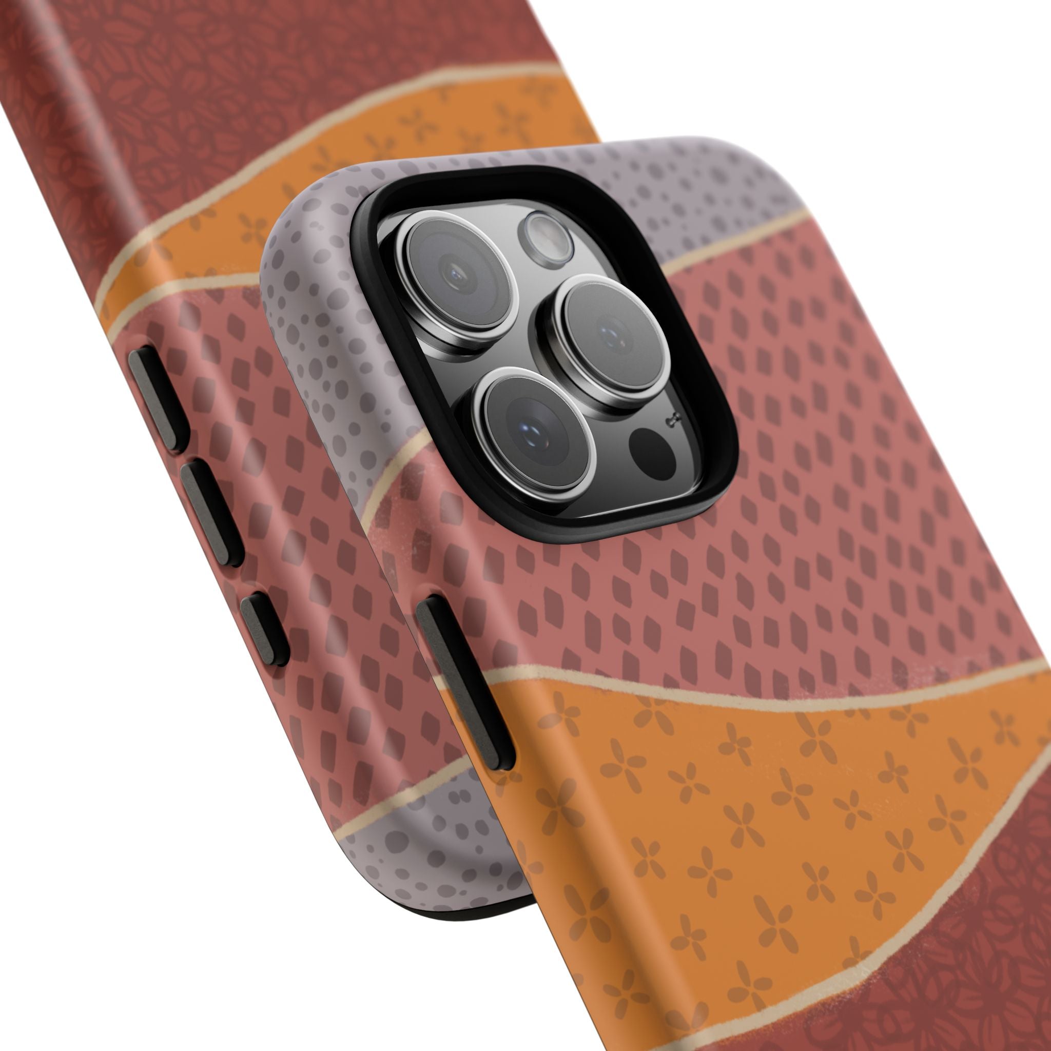 Retro Earth Tone Phone Case — Abstract Layered Pattern Tough Case