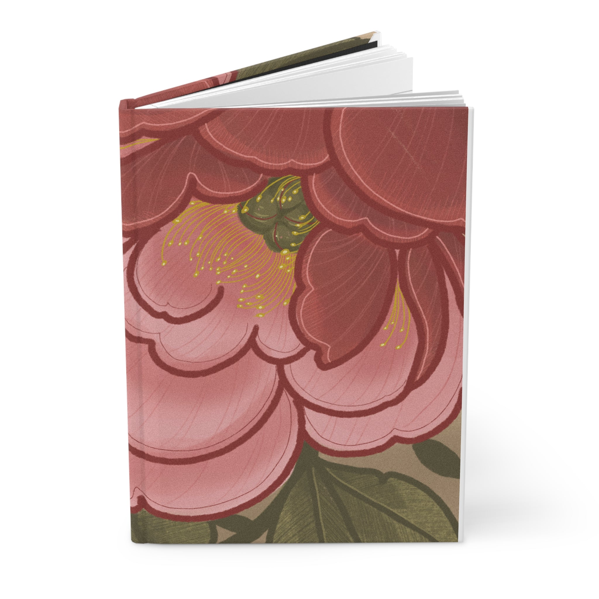 Floral Hardcover Journal – Vintage Pink Peony Notebook