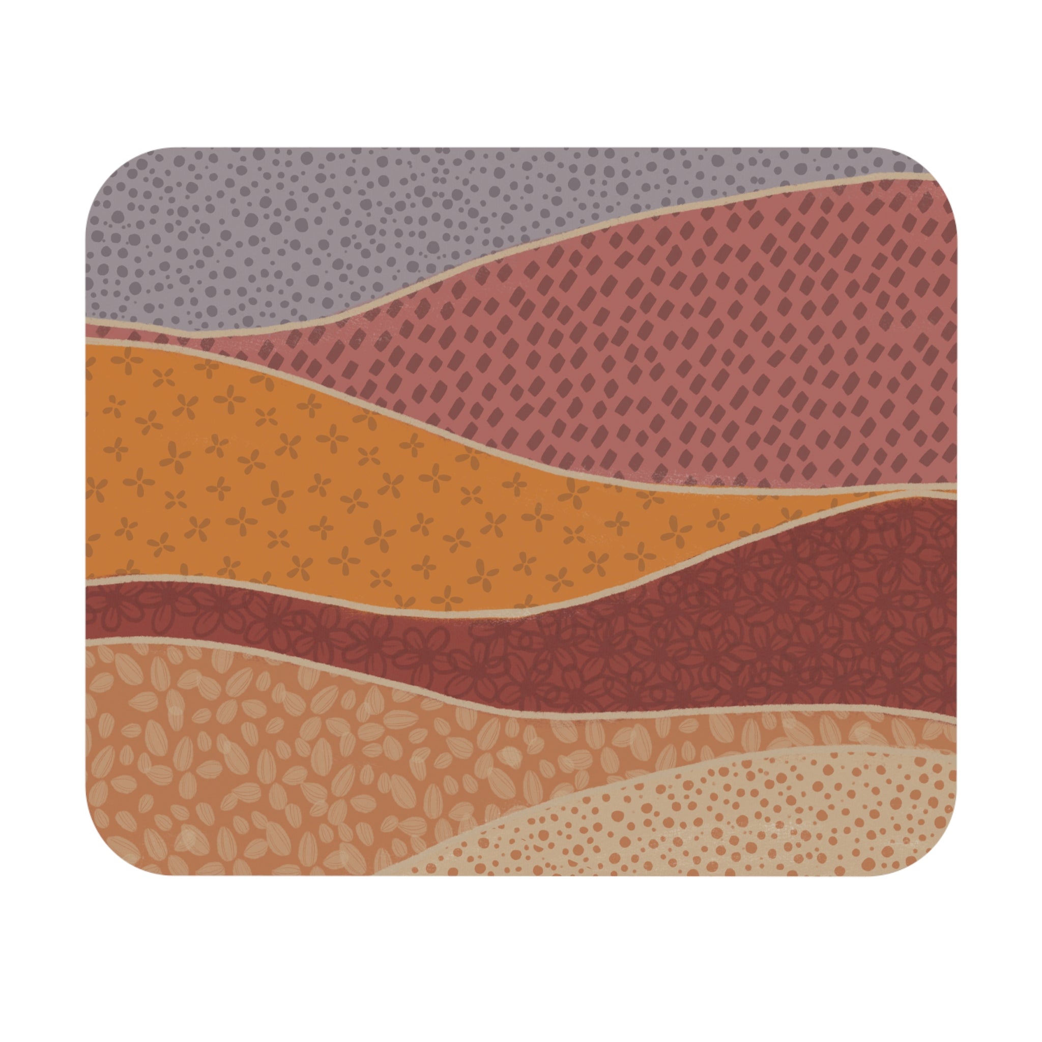 Abstract Desert Waves Mouse Pad — Earth Tones Desk Mat