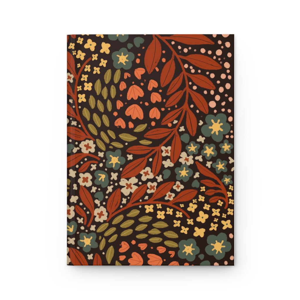 Autumn Floral Pattern Hardcover Journal | Matte Notebook, Fall Leaves Design