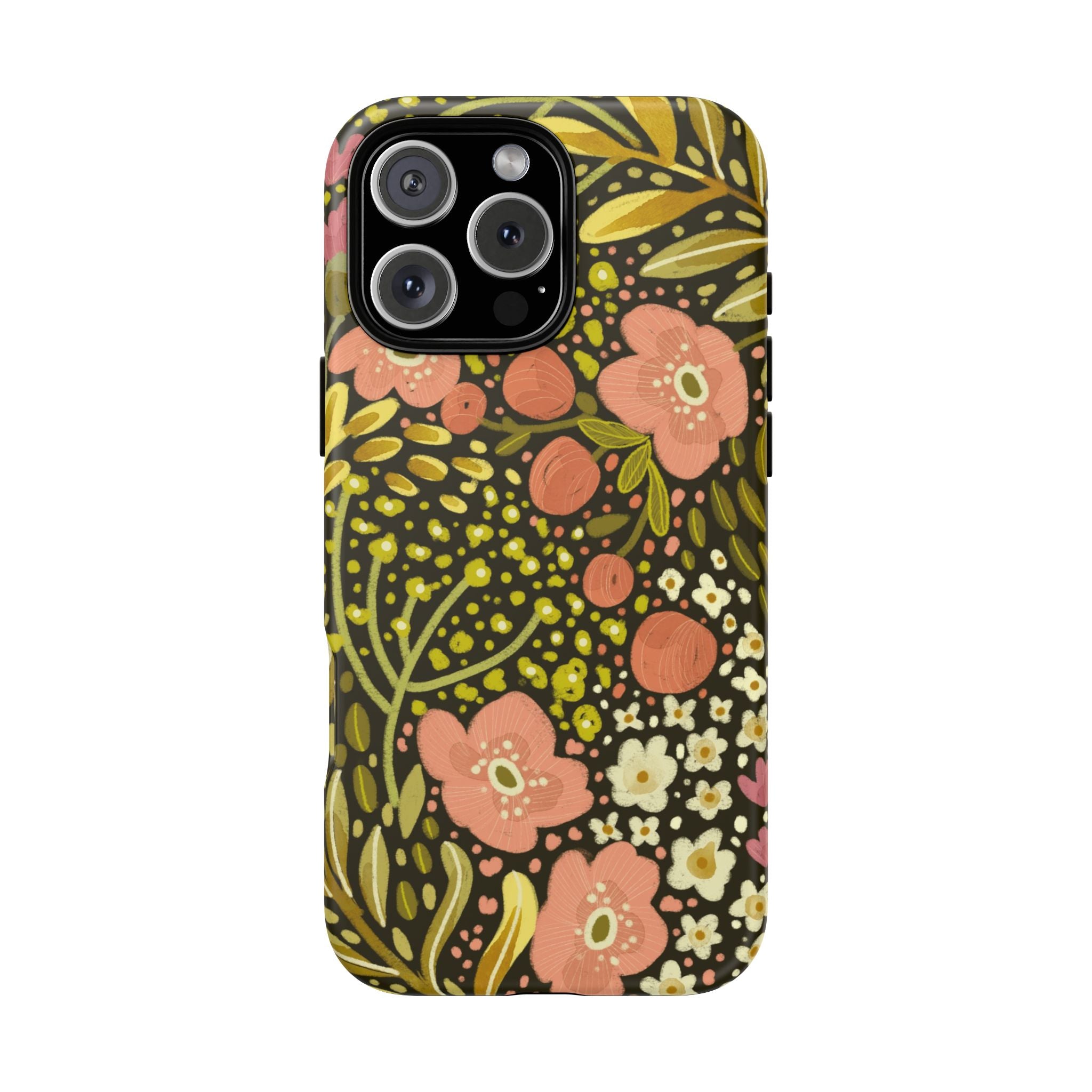 Vintage Floral Pattern Tough Case | Pink & Olive Botanical Phone Cover